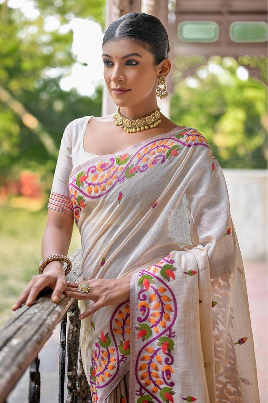 white-printed-muga-cotton-saree-zb130447_2_SareeButa.com