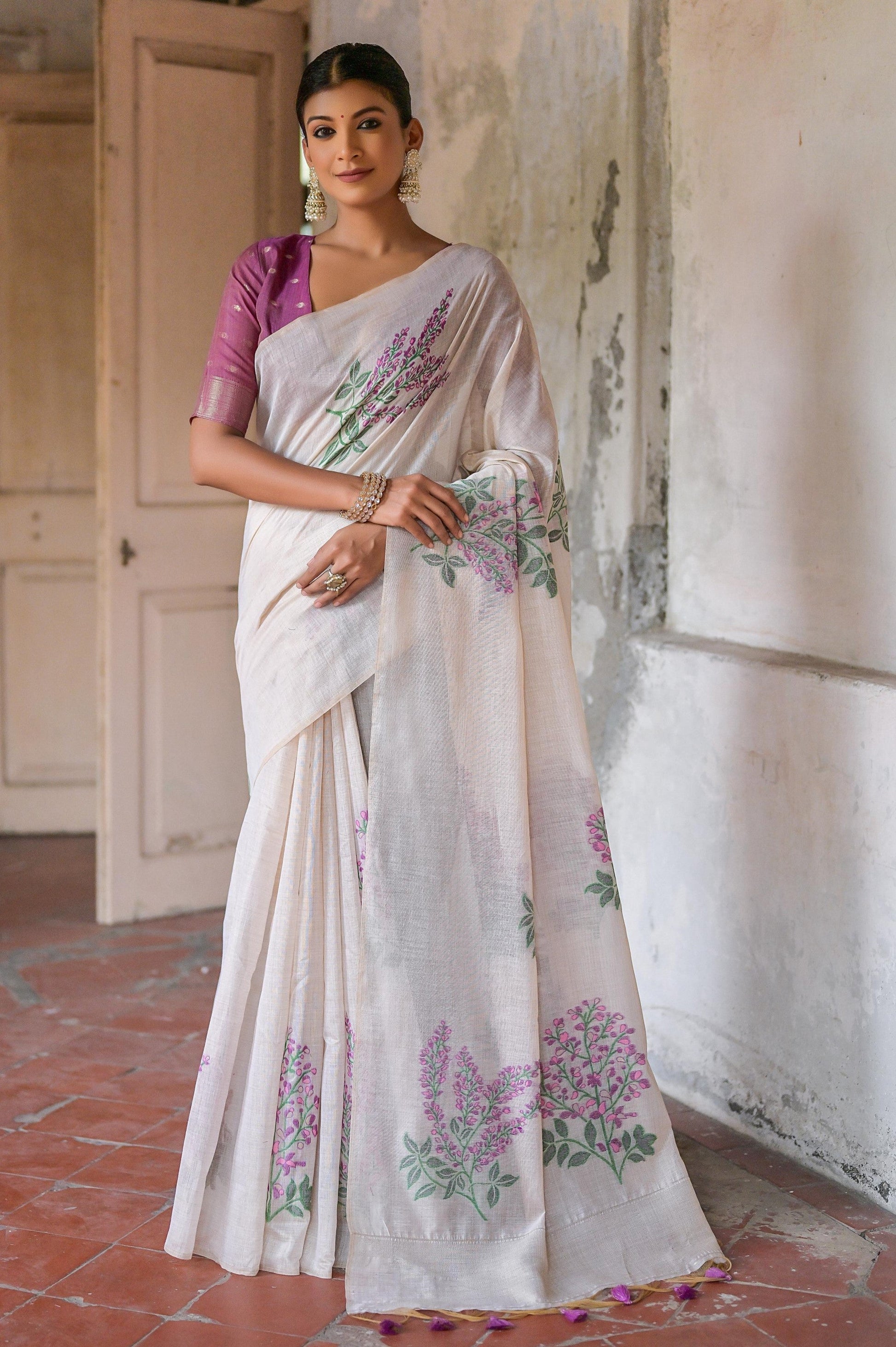 white-printed-muga-cotton-saree-zb130484_1_SareeButa.com