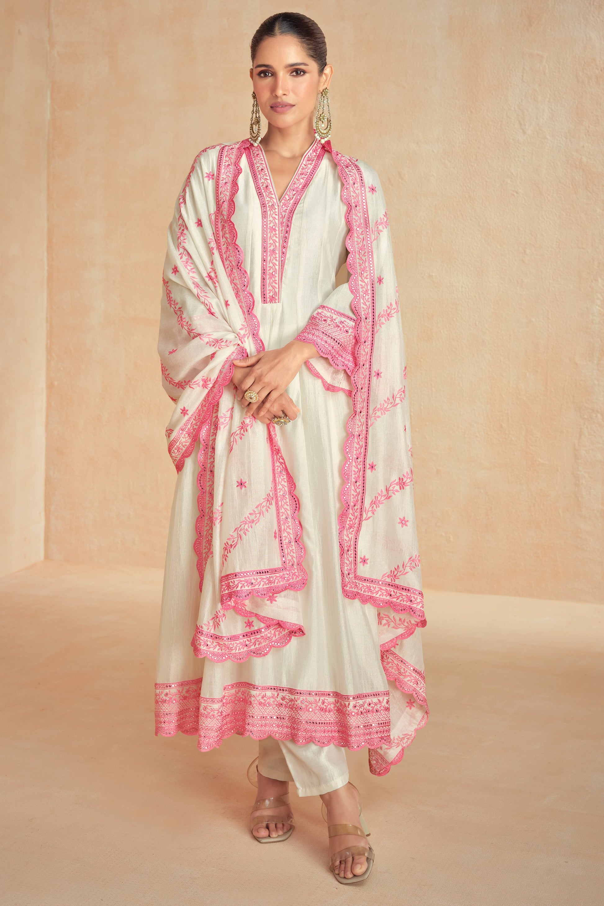 White Readymade A-line Embroidered Silk Suit-SS594_1_SareeButa.com