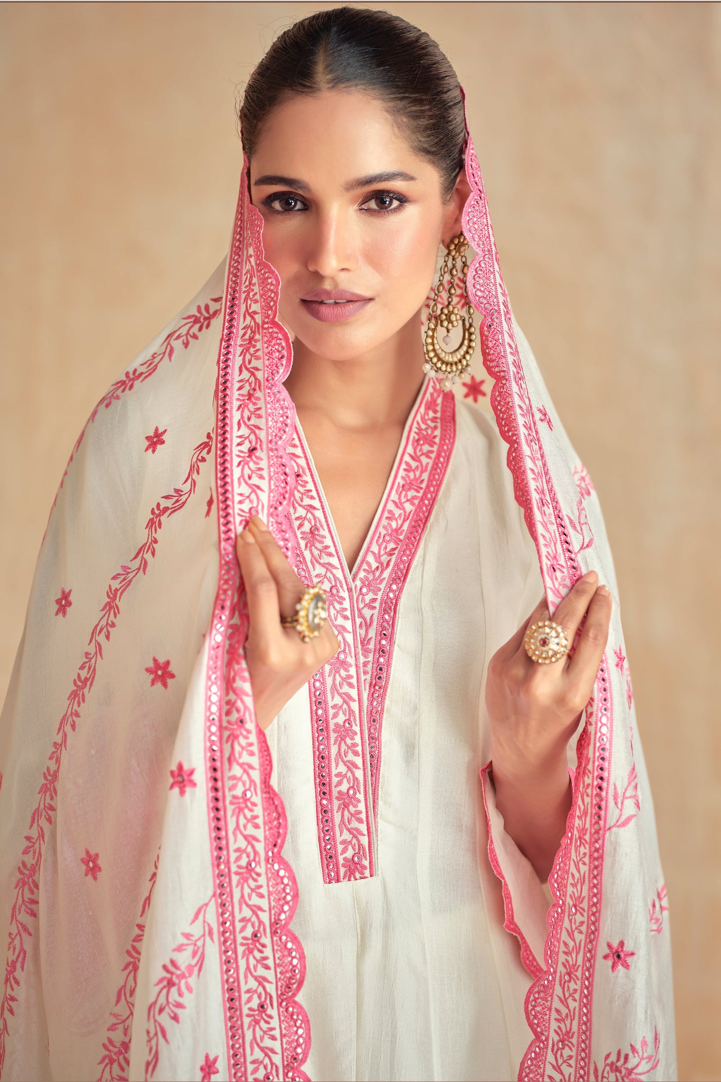 White Readymade A-line Embroidered Silk Suit-SS594_2_SareeButa.com
