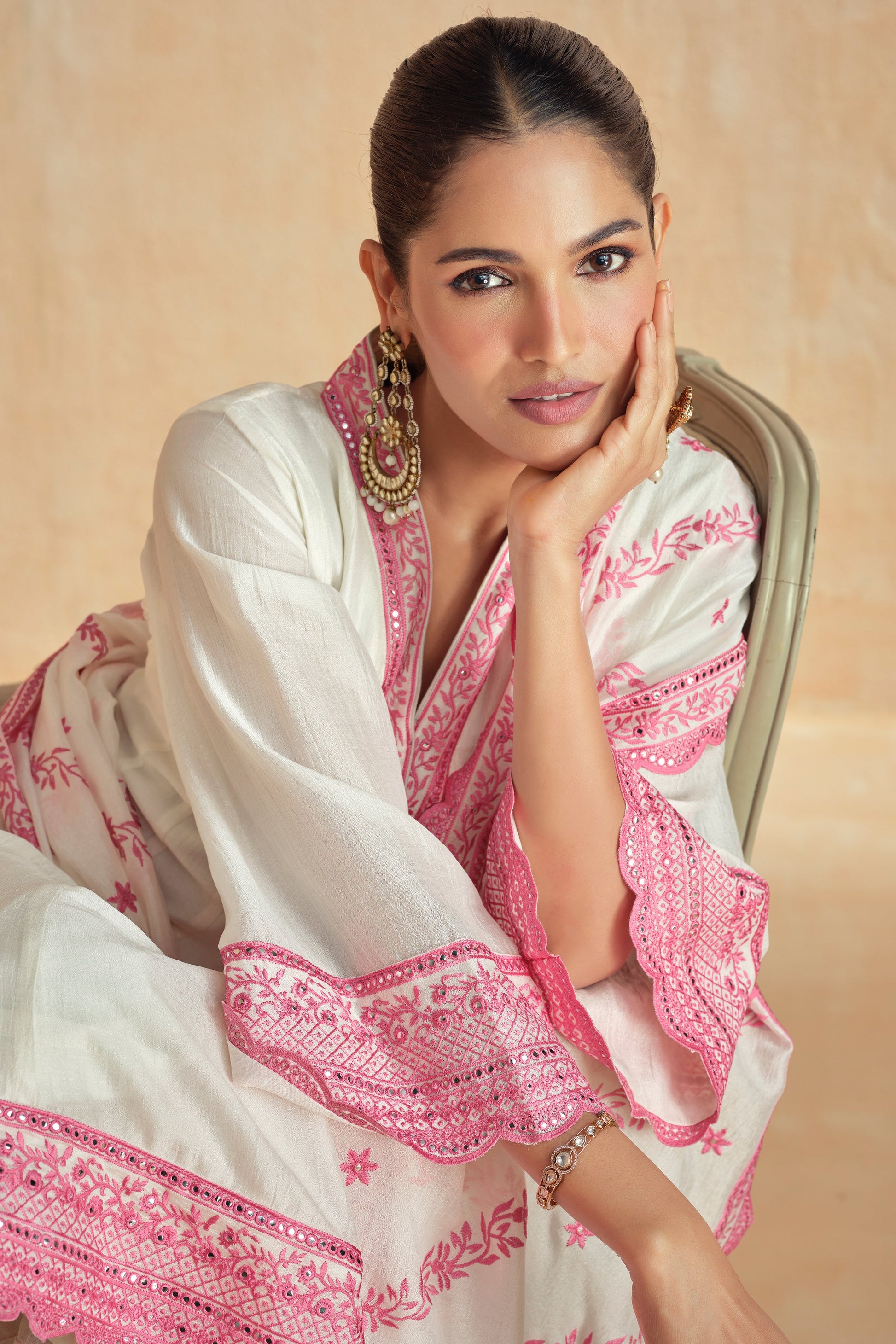 White Readymade A-line Embroidered Silk Suit-SS594_3_SareeButa.com