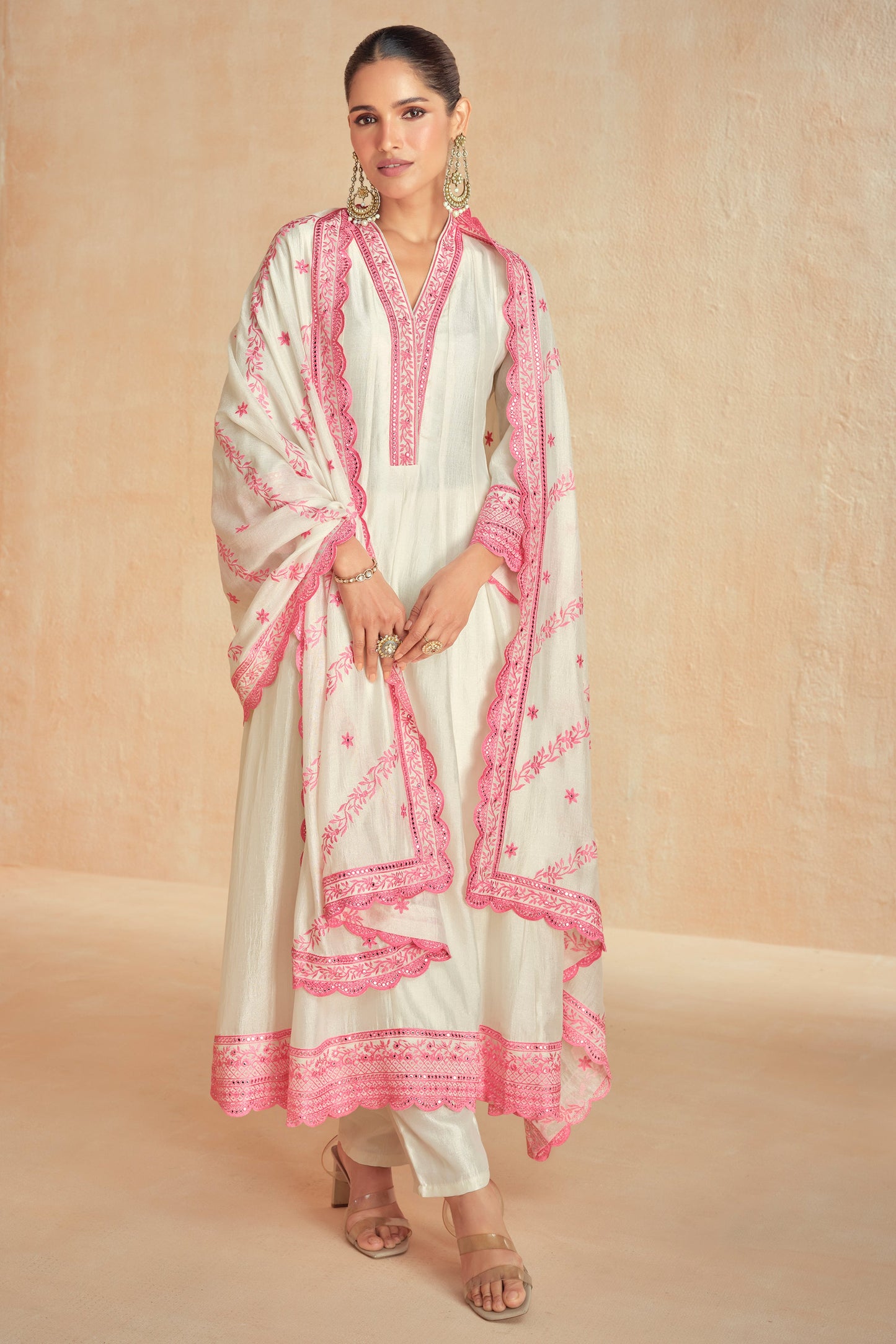 White Readymade A-line Embroidered Silk Suit-SS594_4_SareeButa.com