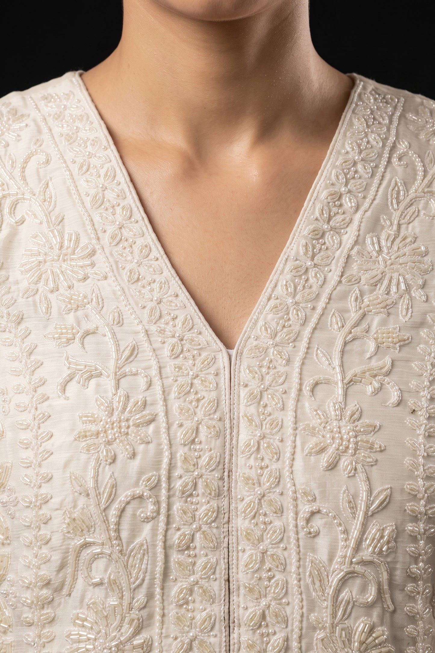 White Readymade Bead Work Chinon Palazzo Suit-SAR12982_3_SareeButa.com