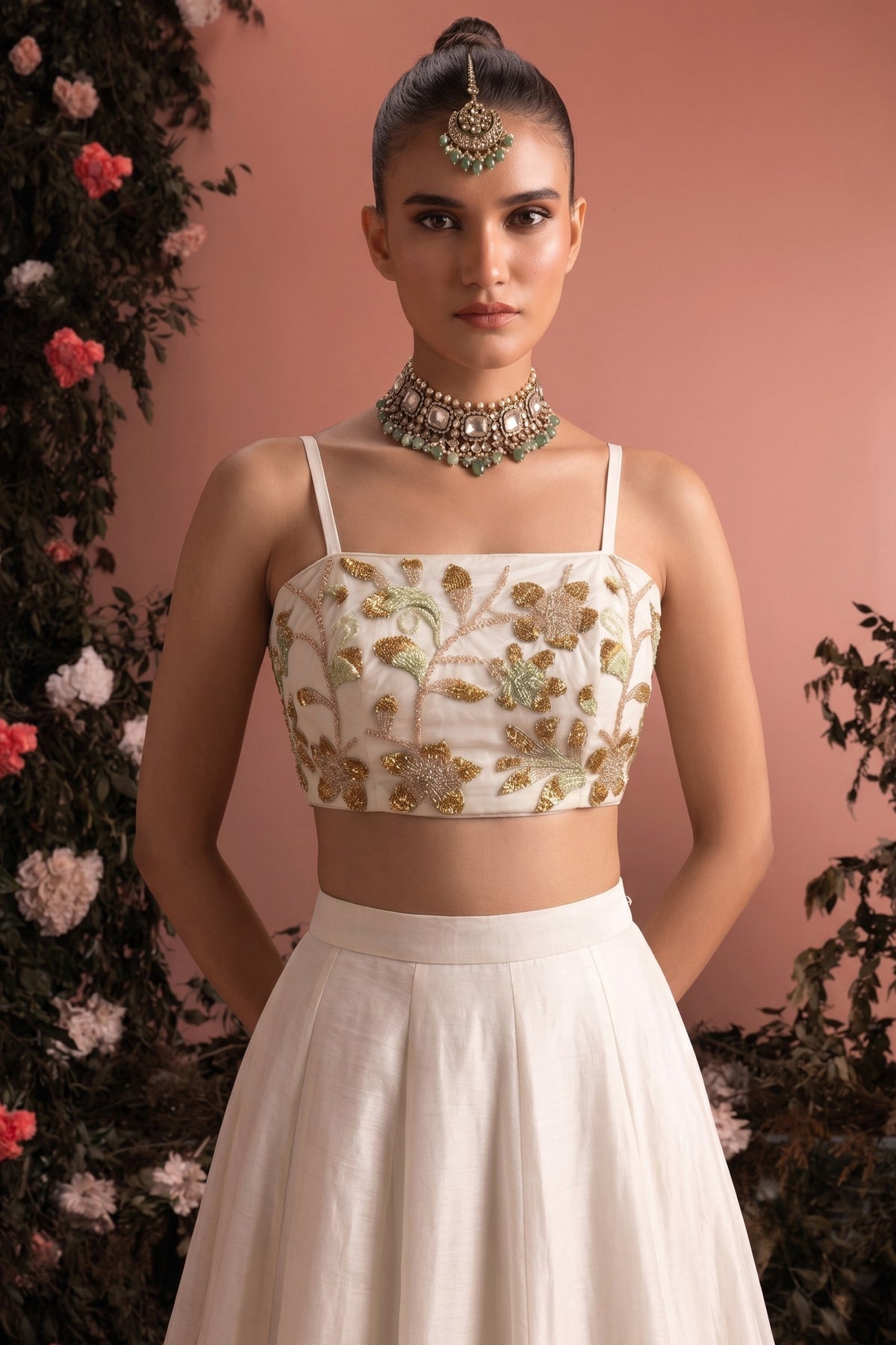 White Readymade Bead Work Silk Lehenga-SAR13221_2_SareeButa.com