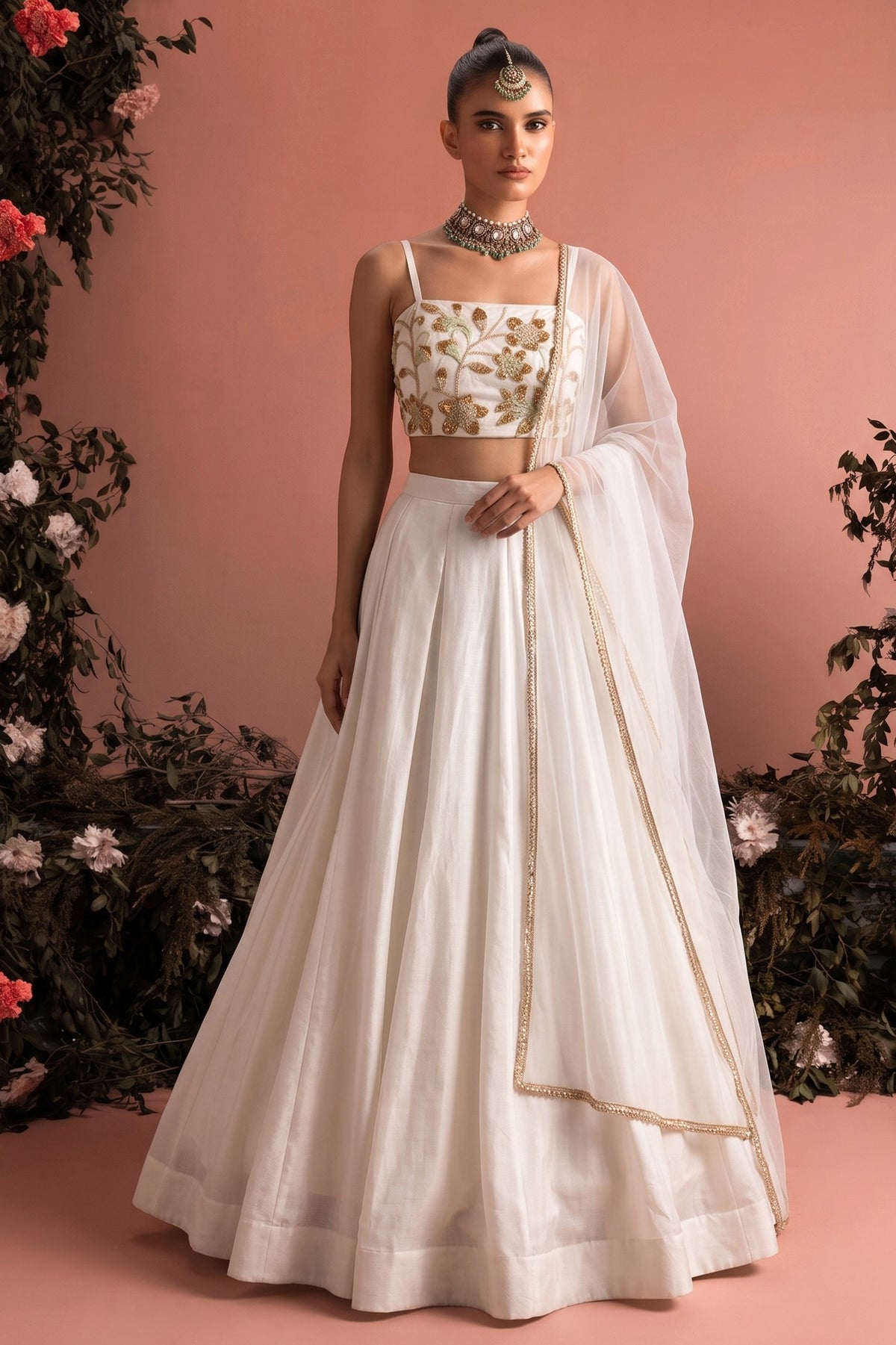 White Readymade Bead Work Silk Lehenga-SAR13221_3_SareeButa.com