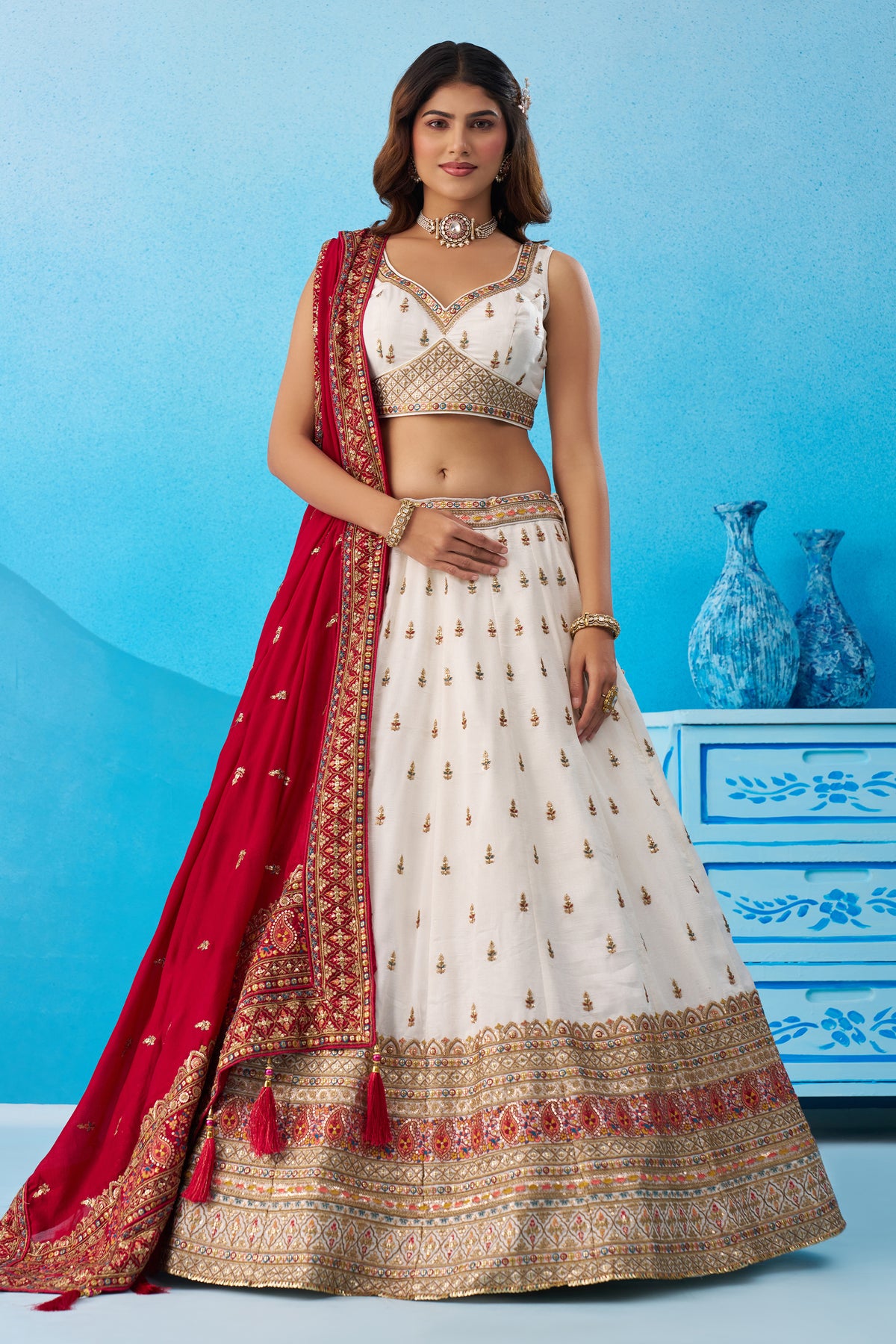 White Readymade Embroidered Chinon Silk Lehenga-SAR12873_5_SareeButa.com