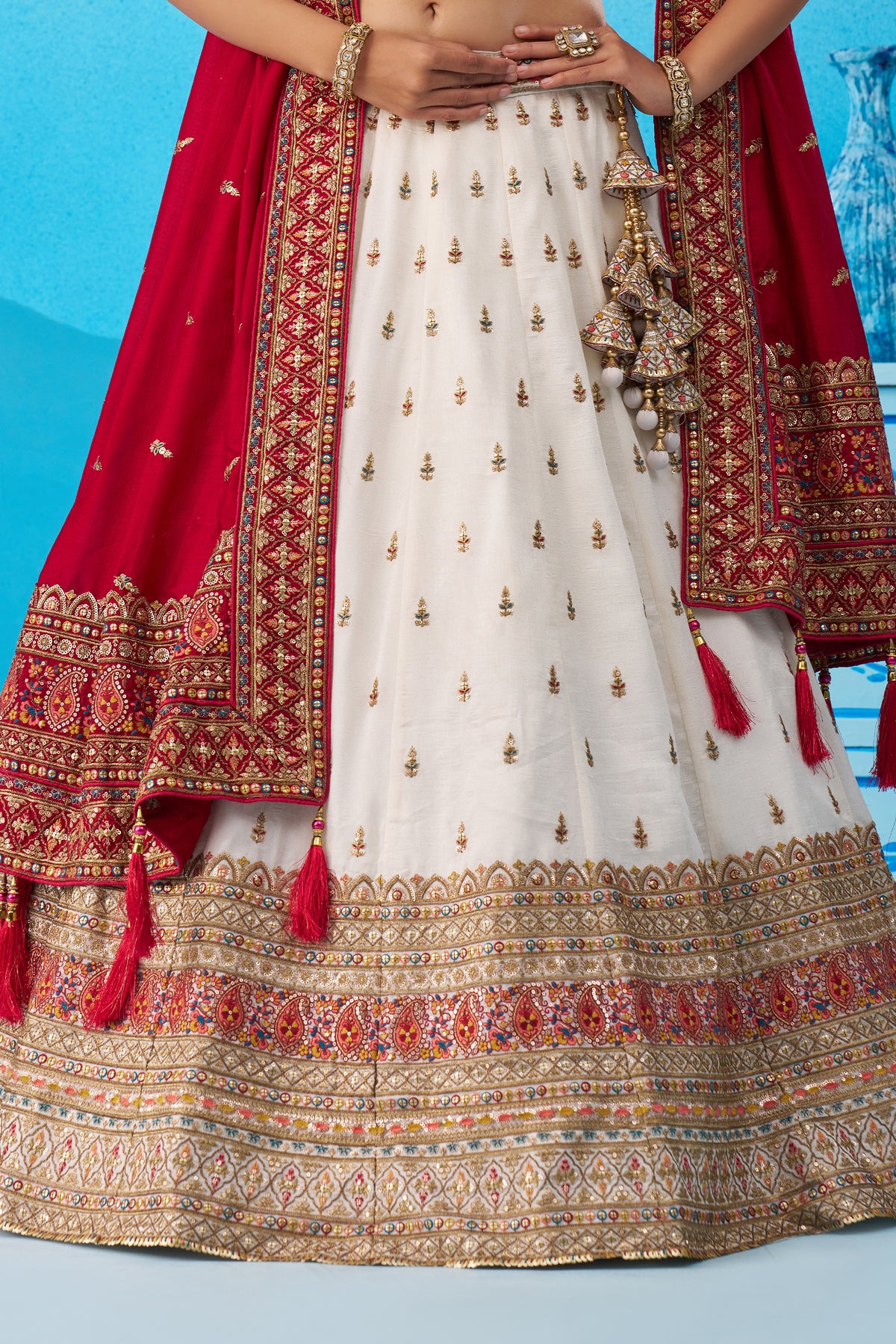 White Readymade Embroidered Chinon Silk Lehenga-SAR12873_6_SareeButa.com