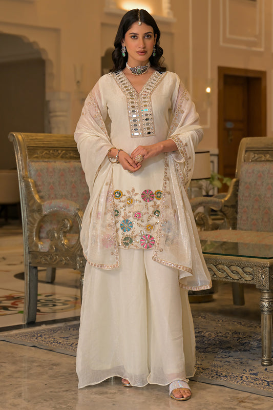 White Readymade Embroidered Crush Satin Palazzo Suit-SAR13233_1_SareeButa.com