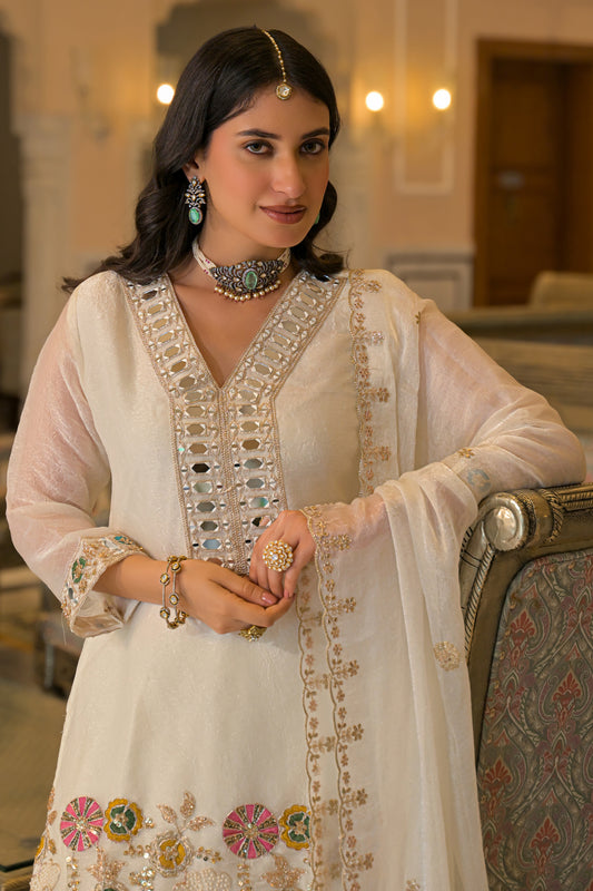 White Readymade Embroidered Crush Satin Palazzo Suit-SAR13233_2_SareeButa.com