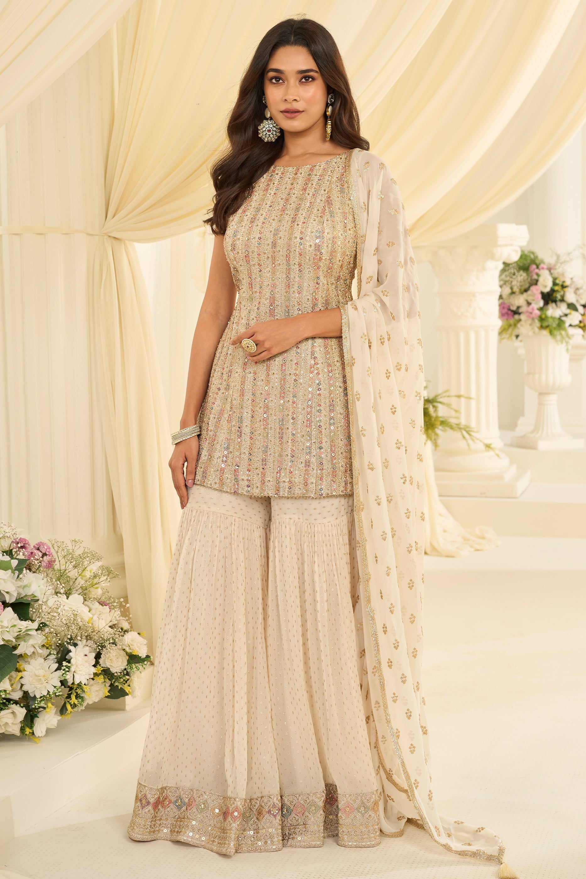 White Readymade Georgette Sharara Suit-SAR12116_1_SareeButa.com