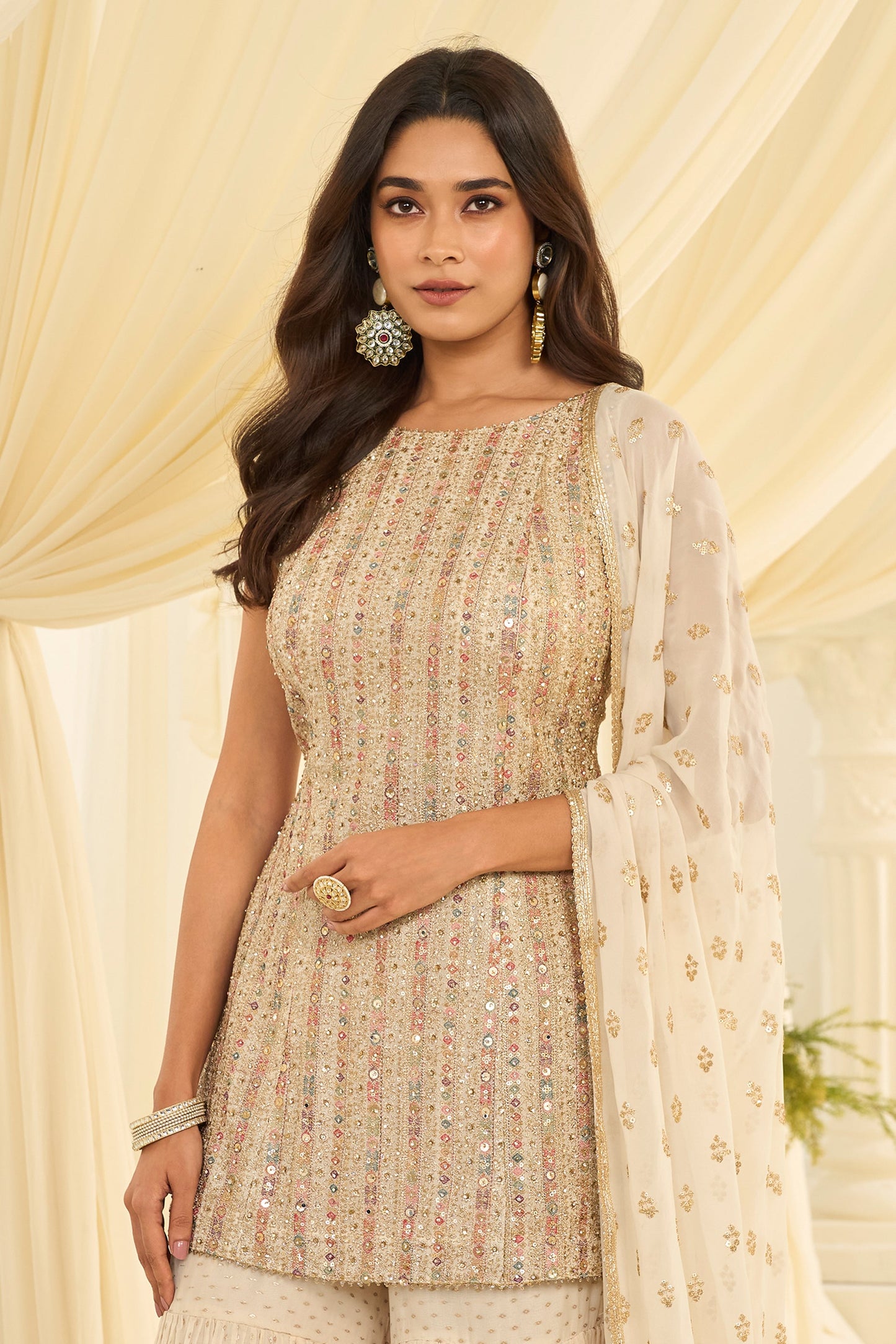 White Readymade Georgette Sharara Suit-SAR12116_4_SareeButa.com