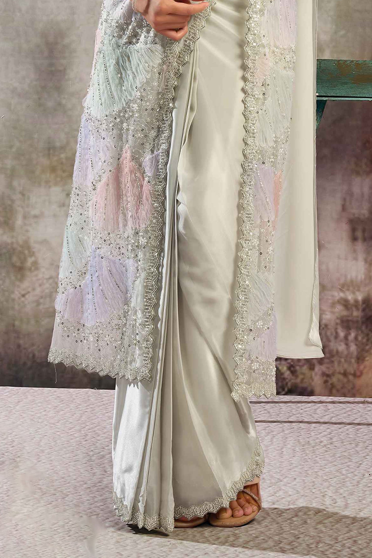 White Satin Silk Readymade Saree with Stitched Blouse-SAR12099_5_SareeButa.com