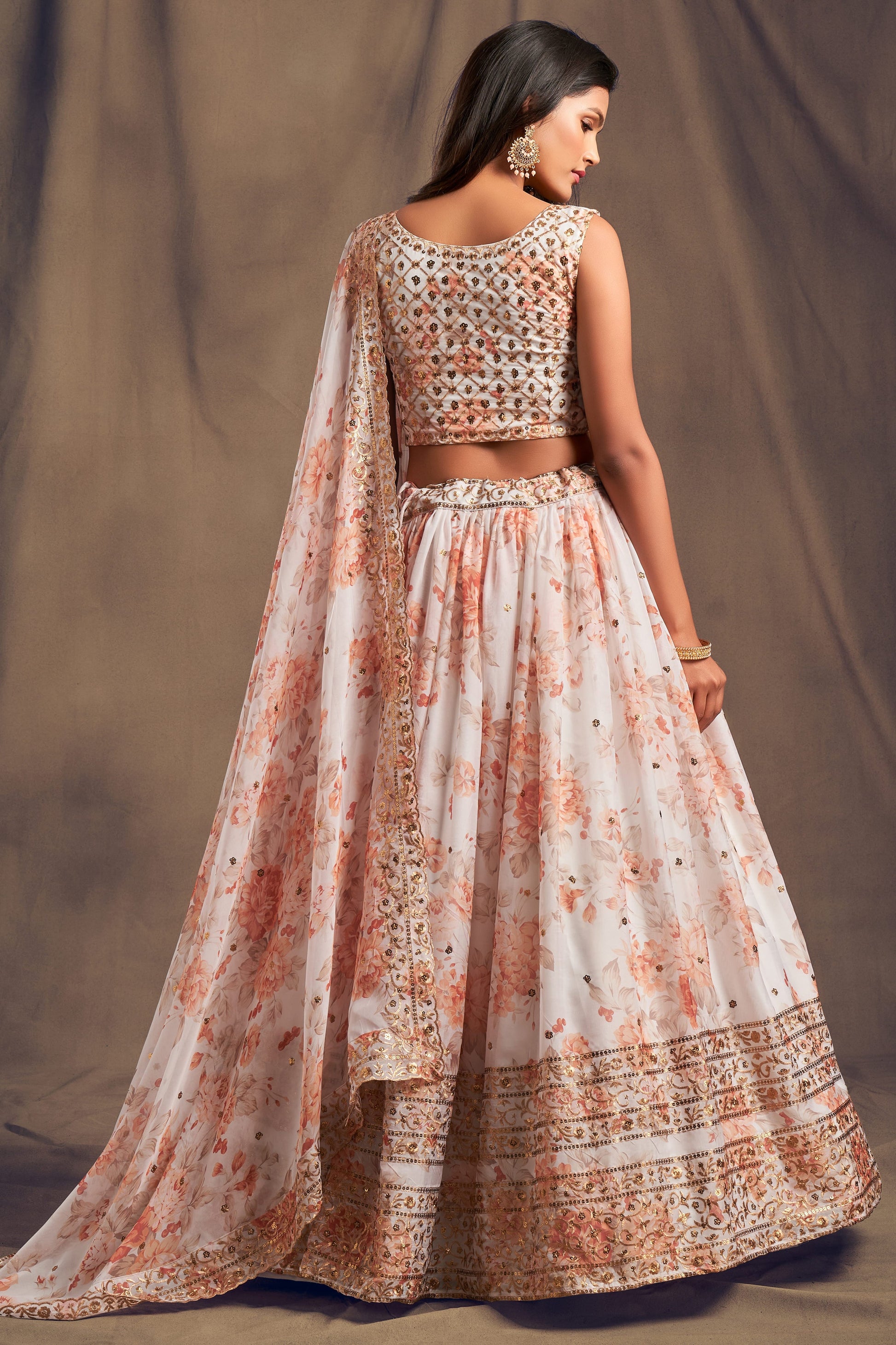 White Semi-Stitched Embroidered Organza Lehenga-LC151_3_SareeButa.com