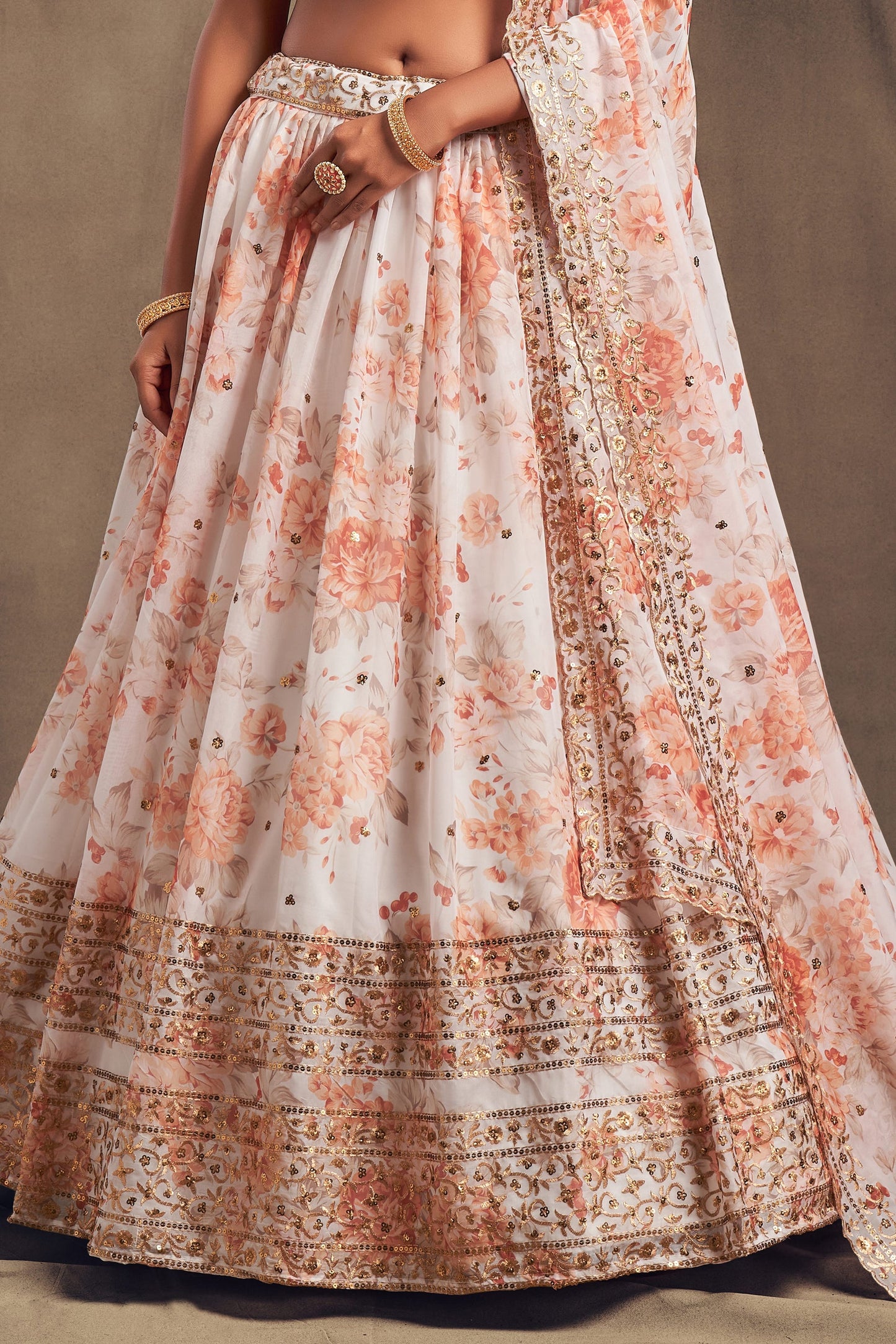 White Semi-Stitched Embroidered Organza Lehenga-LC151_6_SareeButa.com
