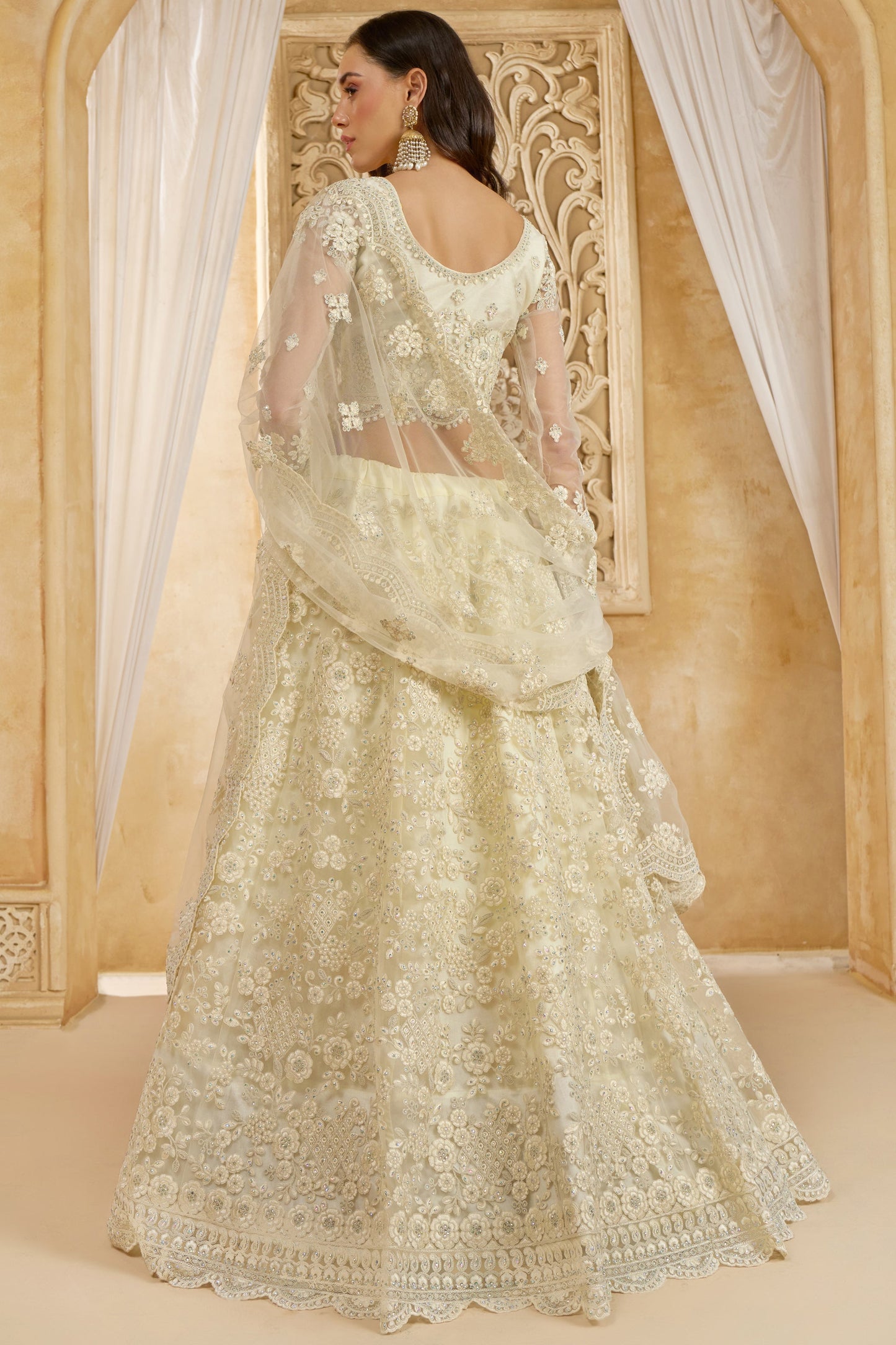 White Semi Stitched Embroidered Net Lehenga-LC11_3_SareeButa.com