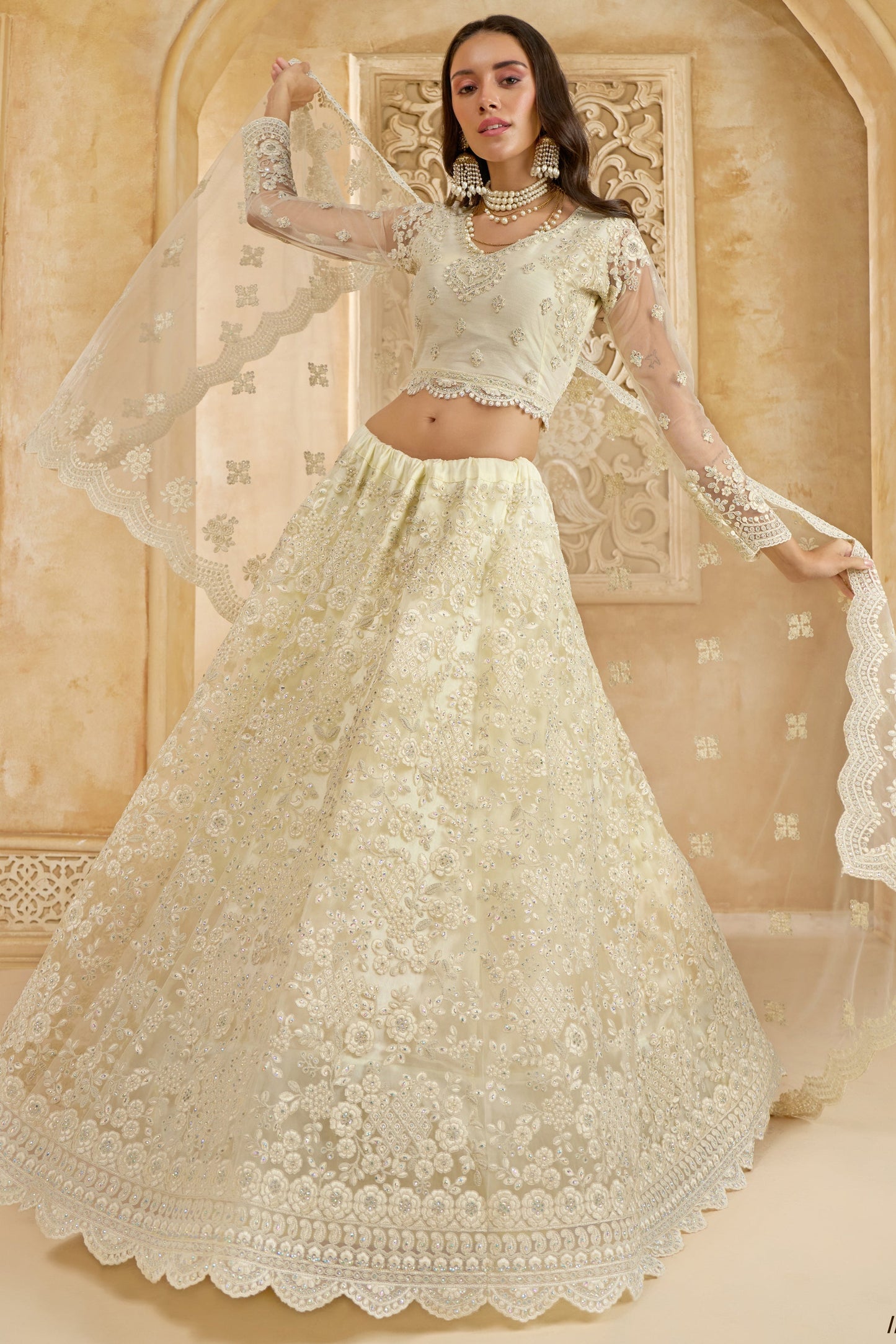 White Semi Stitched Embroidered Net Lehenga-LC11_4_SareeButa.com