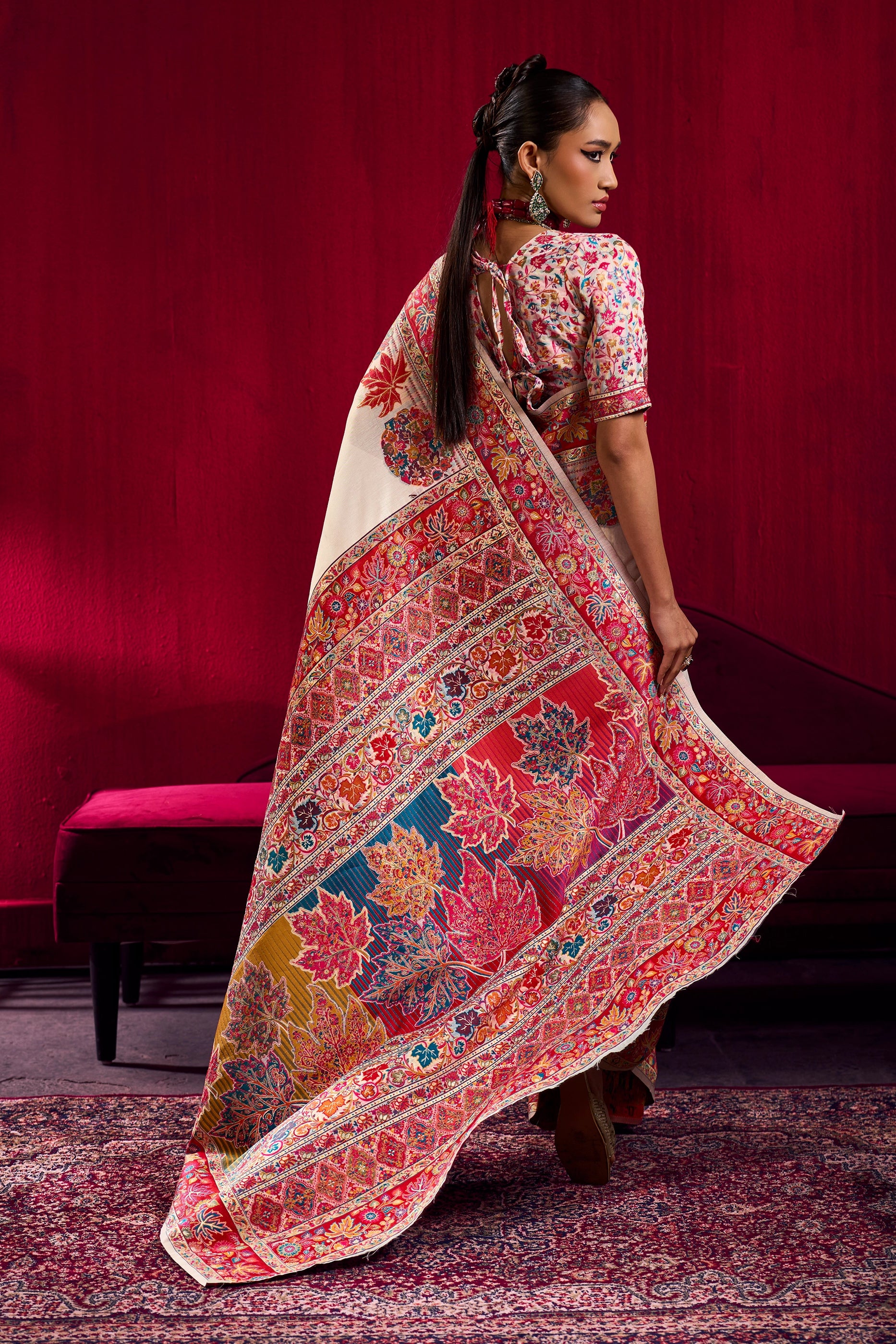White Woven Kashmiri Jamewar Modal Silk Saree-SAR12361_4_SareeButa.com