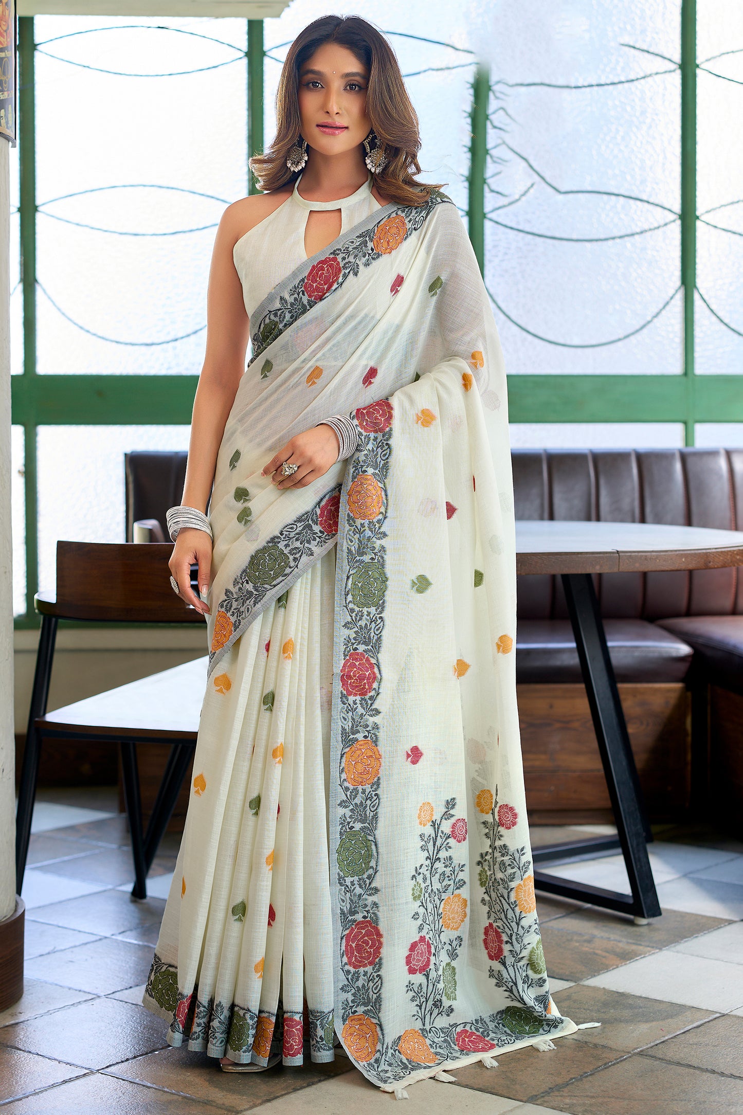White Woven Linen Saree-SAR12733_1_SareeButa.com