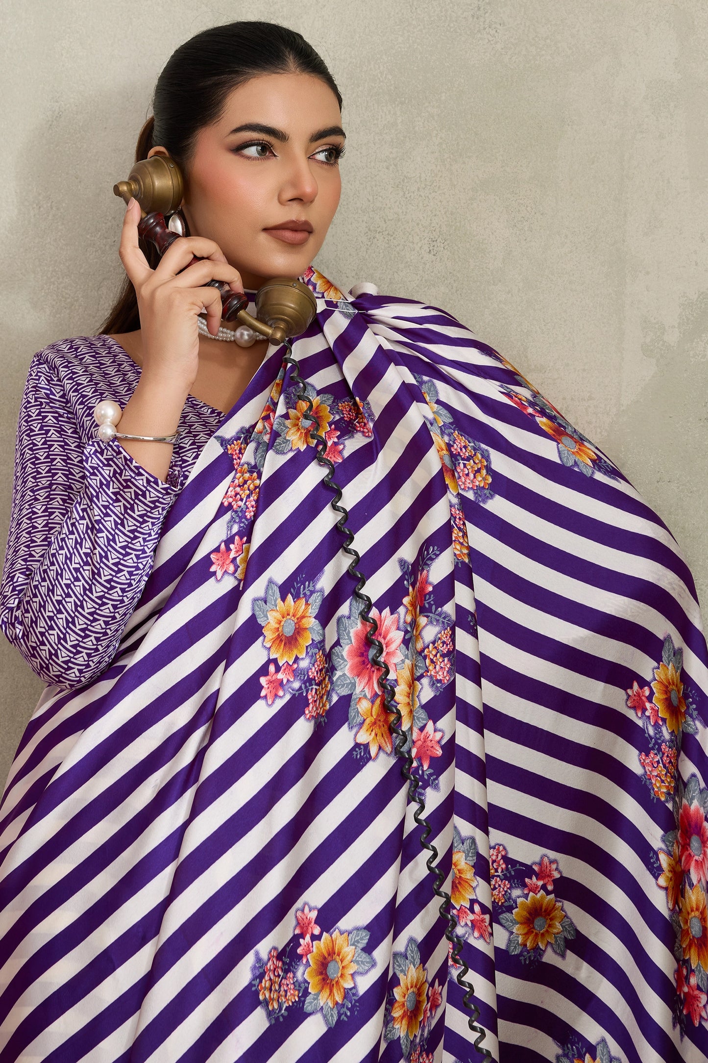 White and Purple Stripe Print Satin Saree-SAR11874_2_SareeButa.com