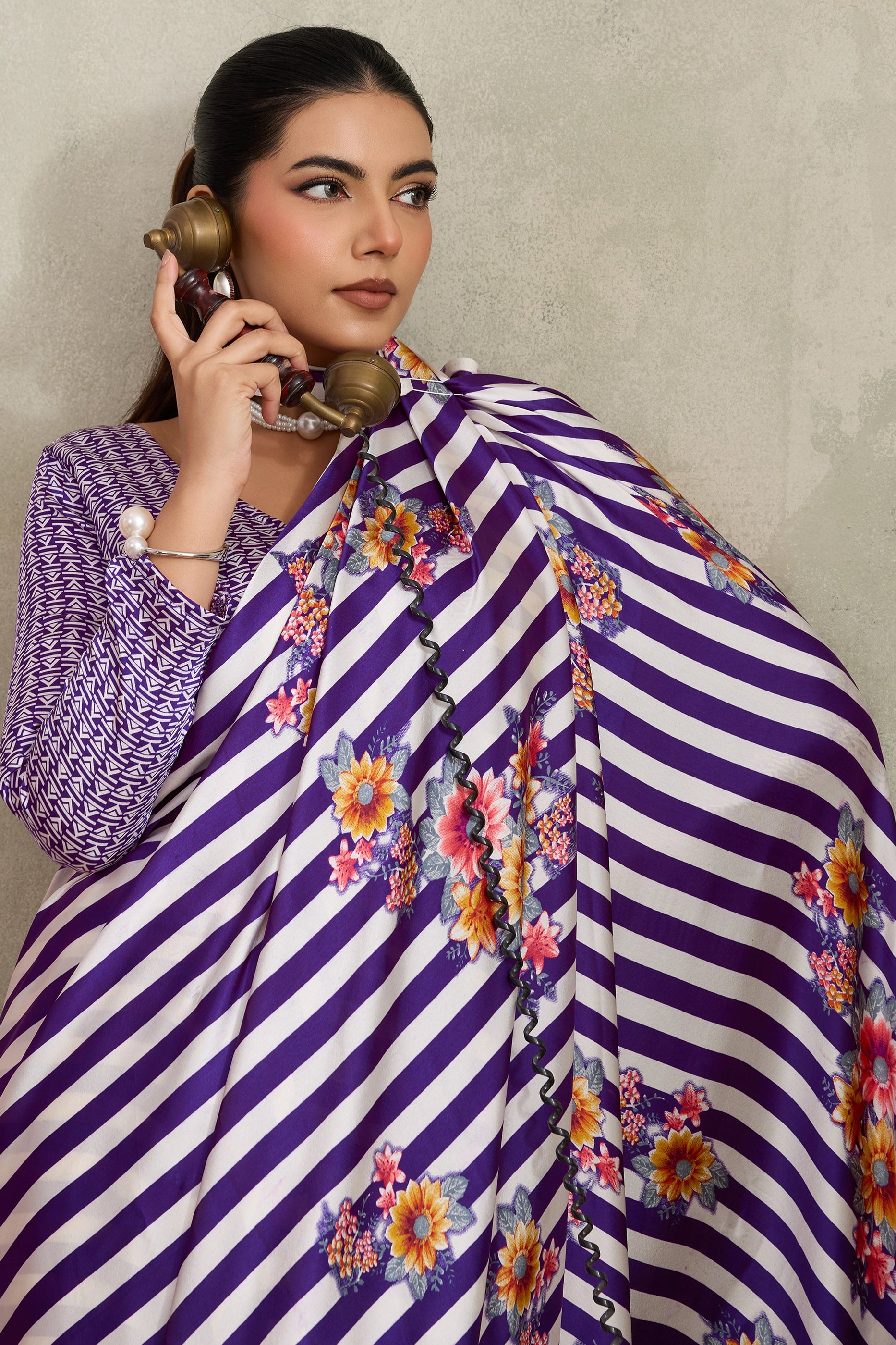 White and Purple Stripe Print Satin Saree-SAR11874_2_SareeButa.com