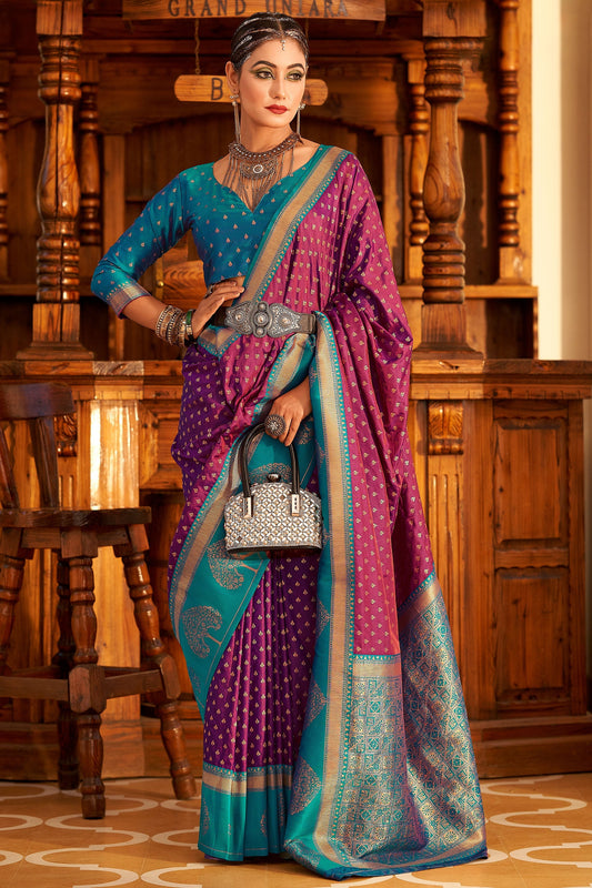 Wine Banarasi Silk Saree-ZB133018_1_SareeButa.com