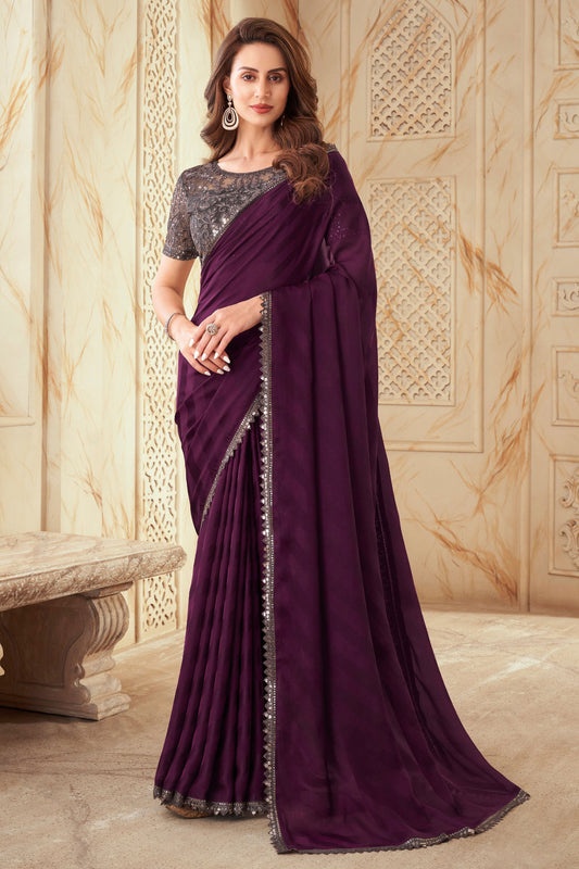 Wine Embroidered Silk Saree-ZB133362_1_SareeButa.com