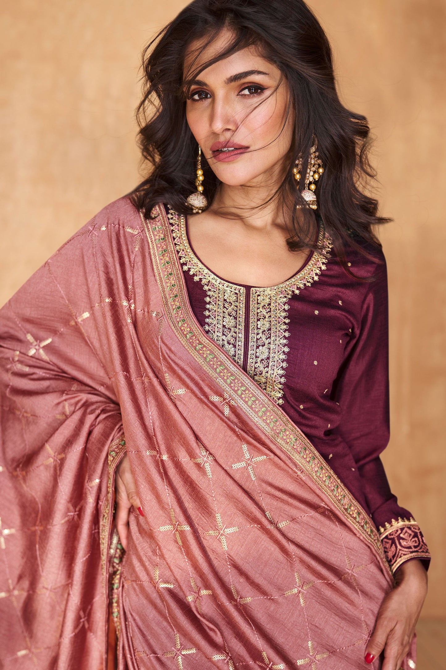 wine-embroidered-silk-straight-suit-ss009_2_SareeButa.com