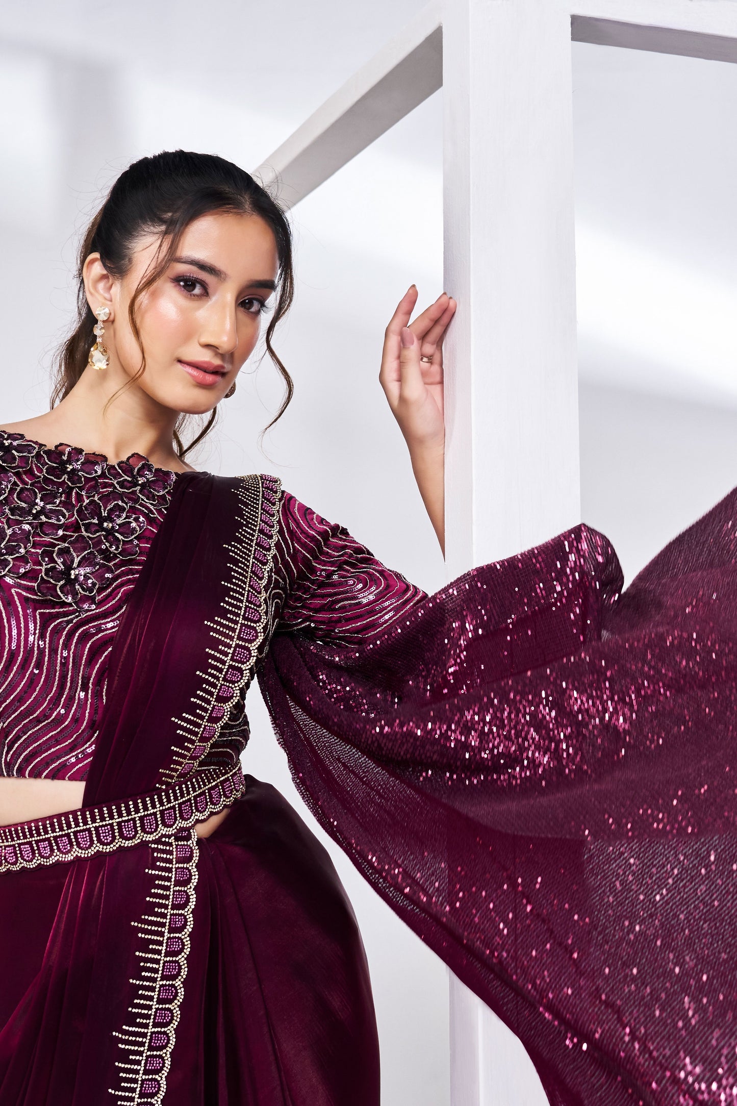Wine Satin Silk Readymade Saree-ZB133208_4_SareeButa.com
