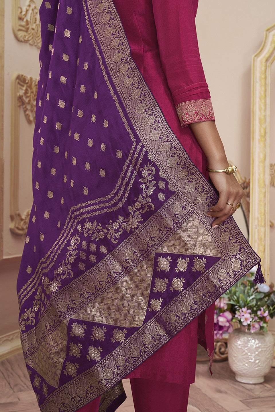 Wine Dola Silk Readymade Salwar Suit-SS140_5_SareeButa.com