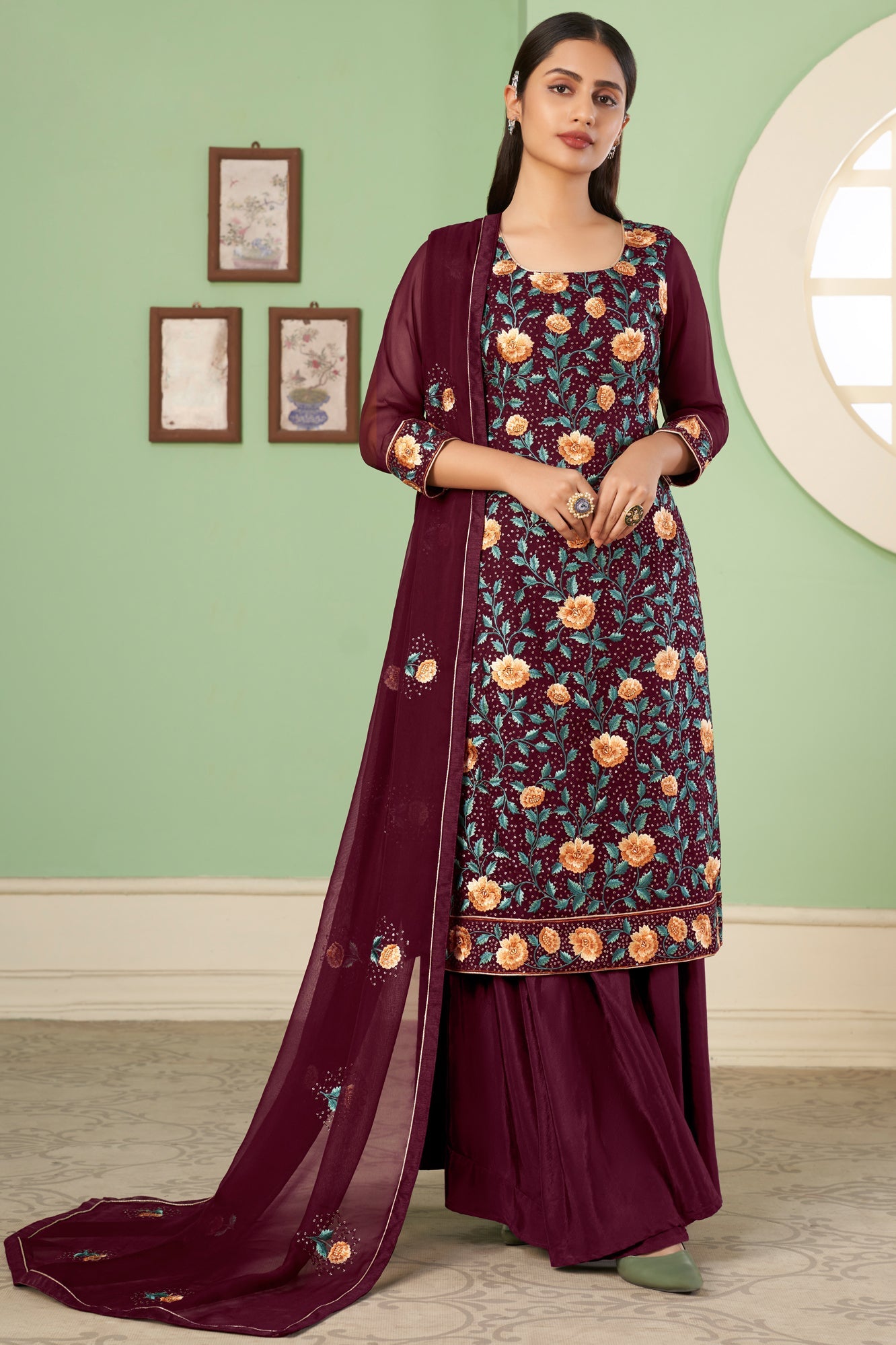 wine-embroidered-georgette-suit-ss053_1_SareeButa.com