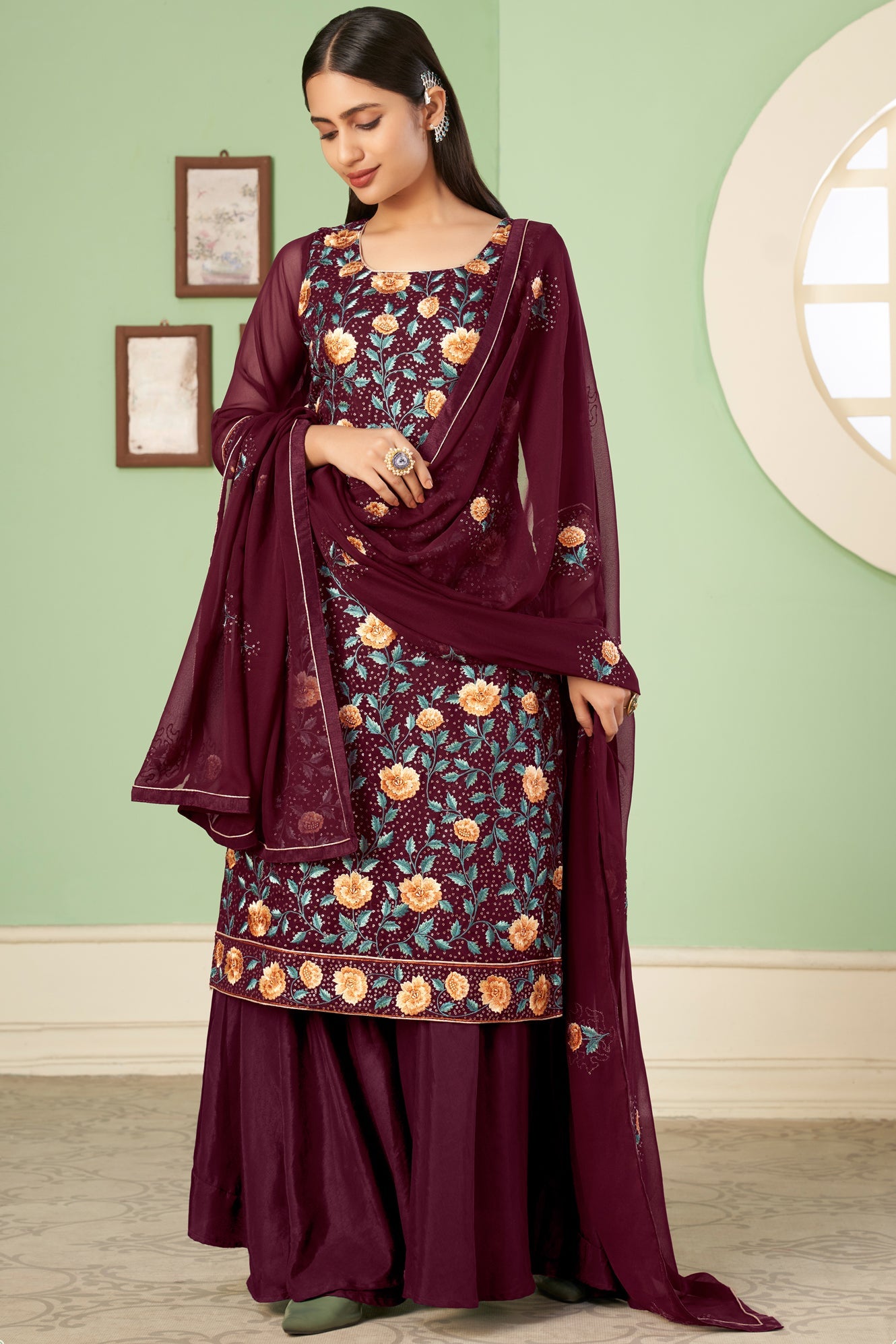 wine-embroidered-georgette-suit-ss053_2_SareeButa.com