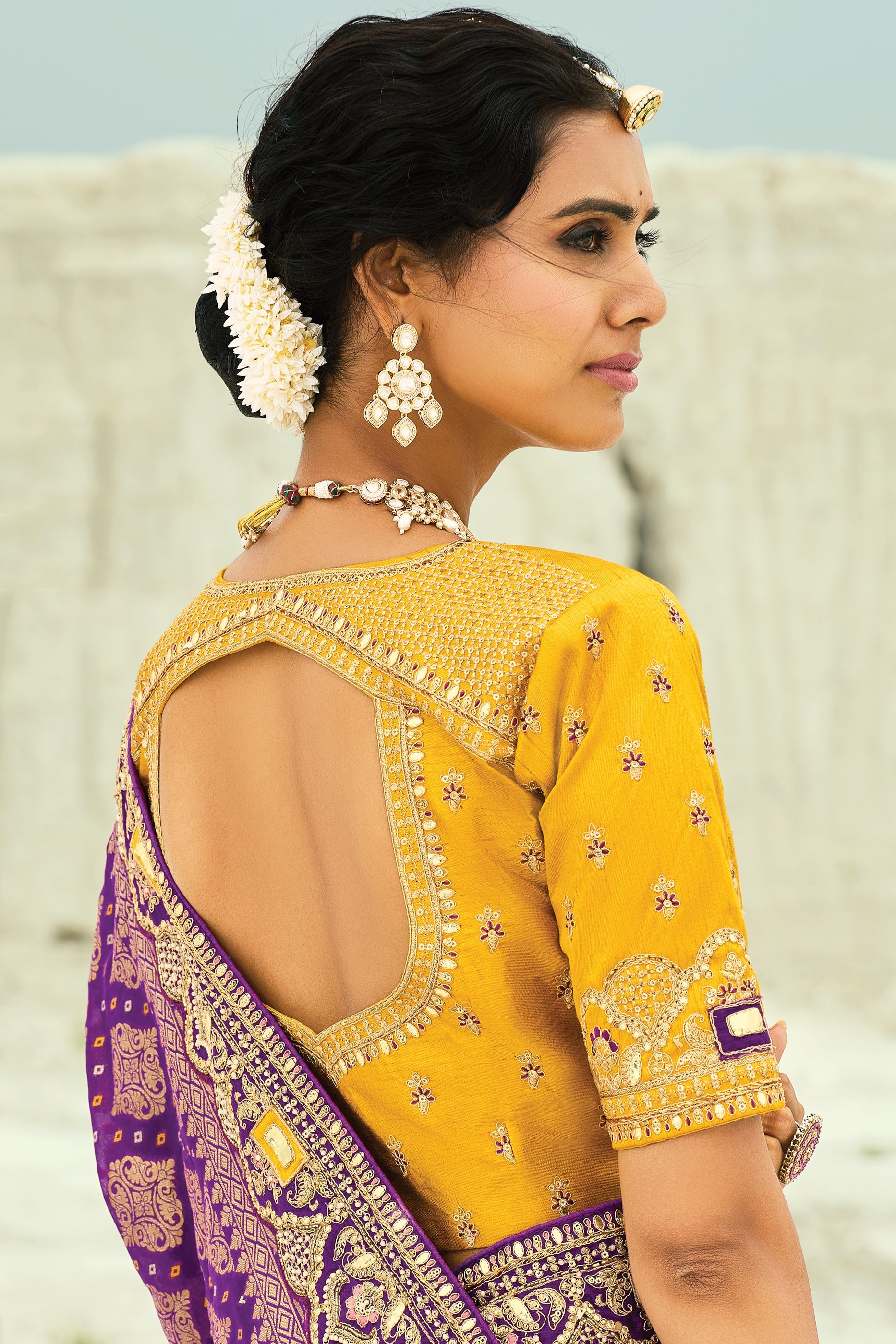 Wine Georgette Bandhani Saree-SAR10299_2_SareeButa.com