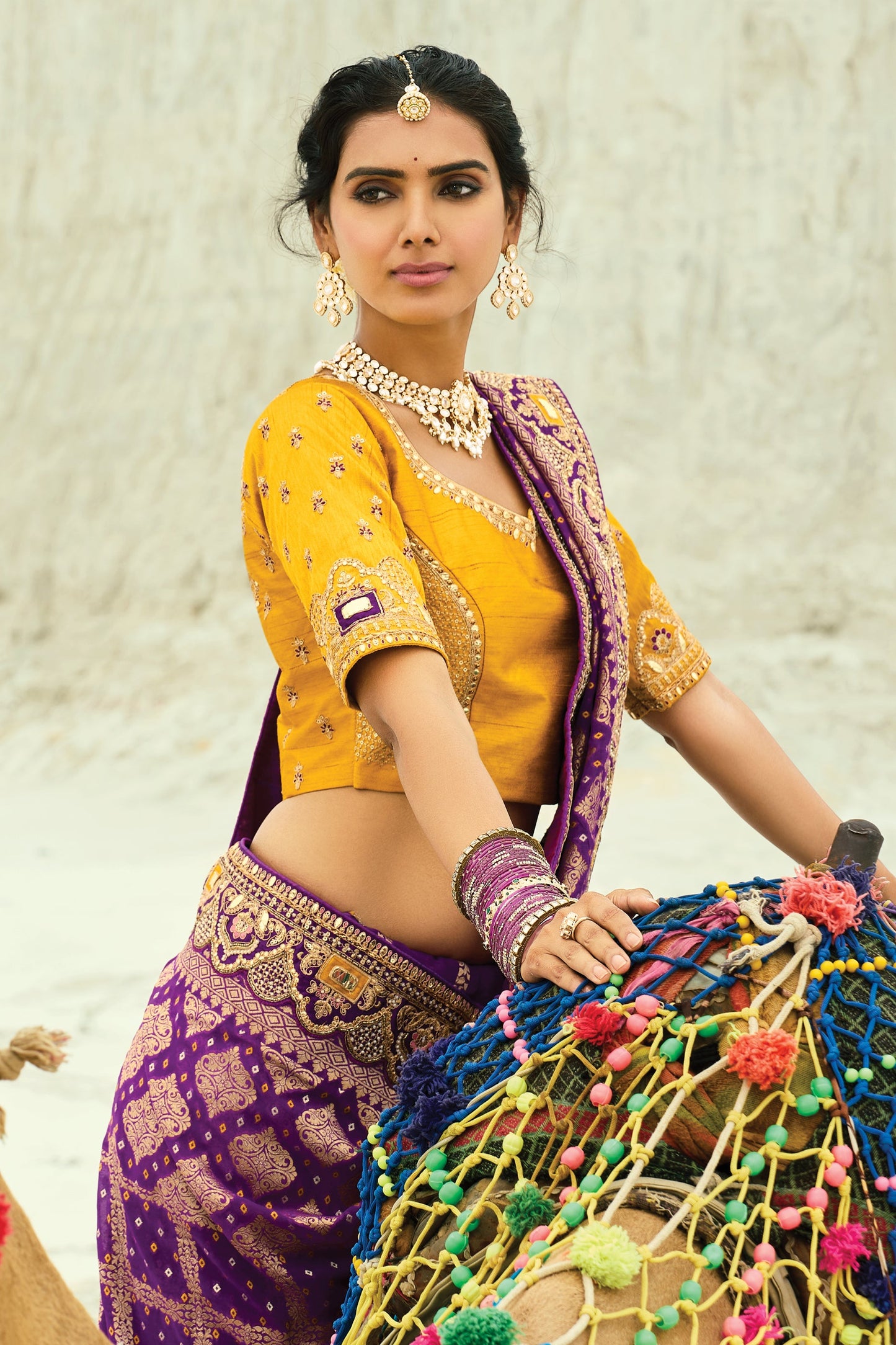 Wine Georgette Bandhani Saree-SAR10299_3_SareeButa.com