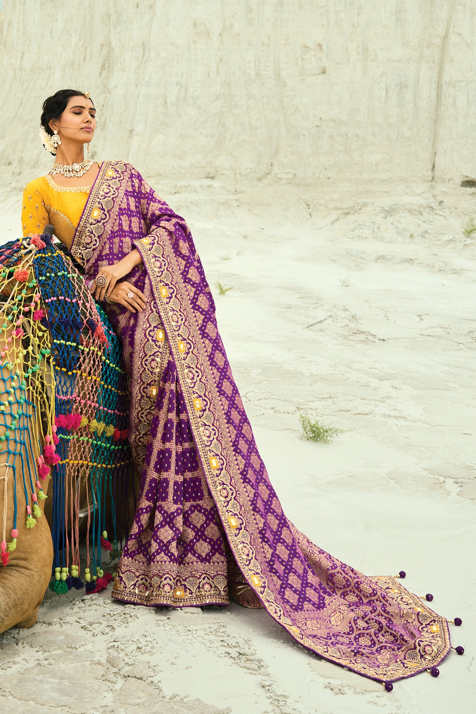 Wine Georgette Bandhani Saree-SAR10299_4_SareeButa.com