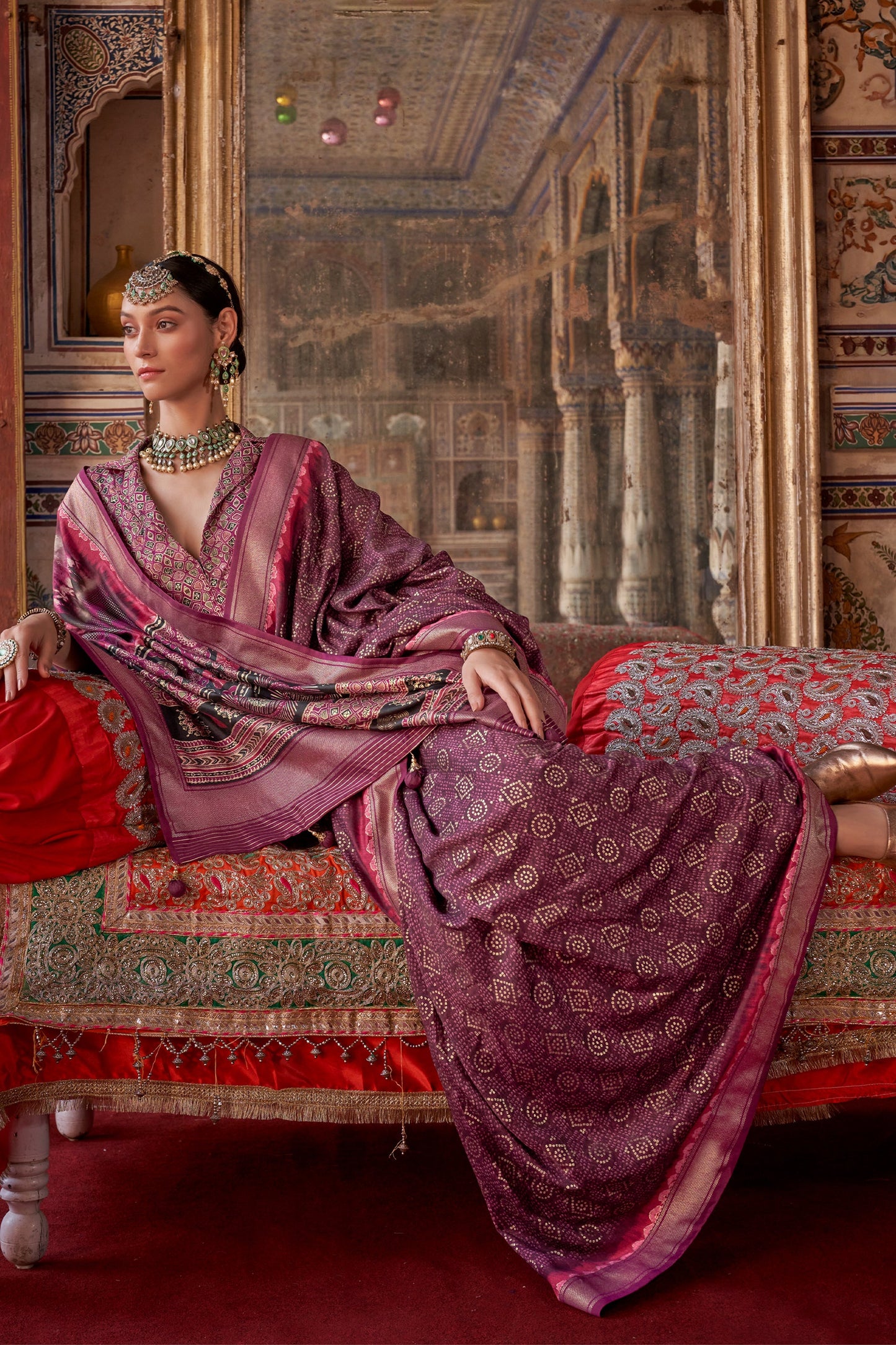 Wine Purple Printed Silk Saree-SAR10108_2_SareeButa.com