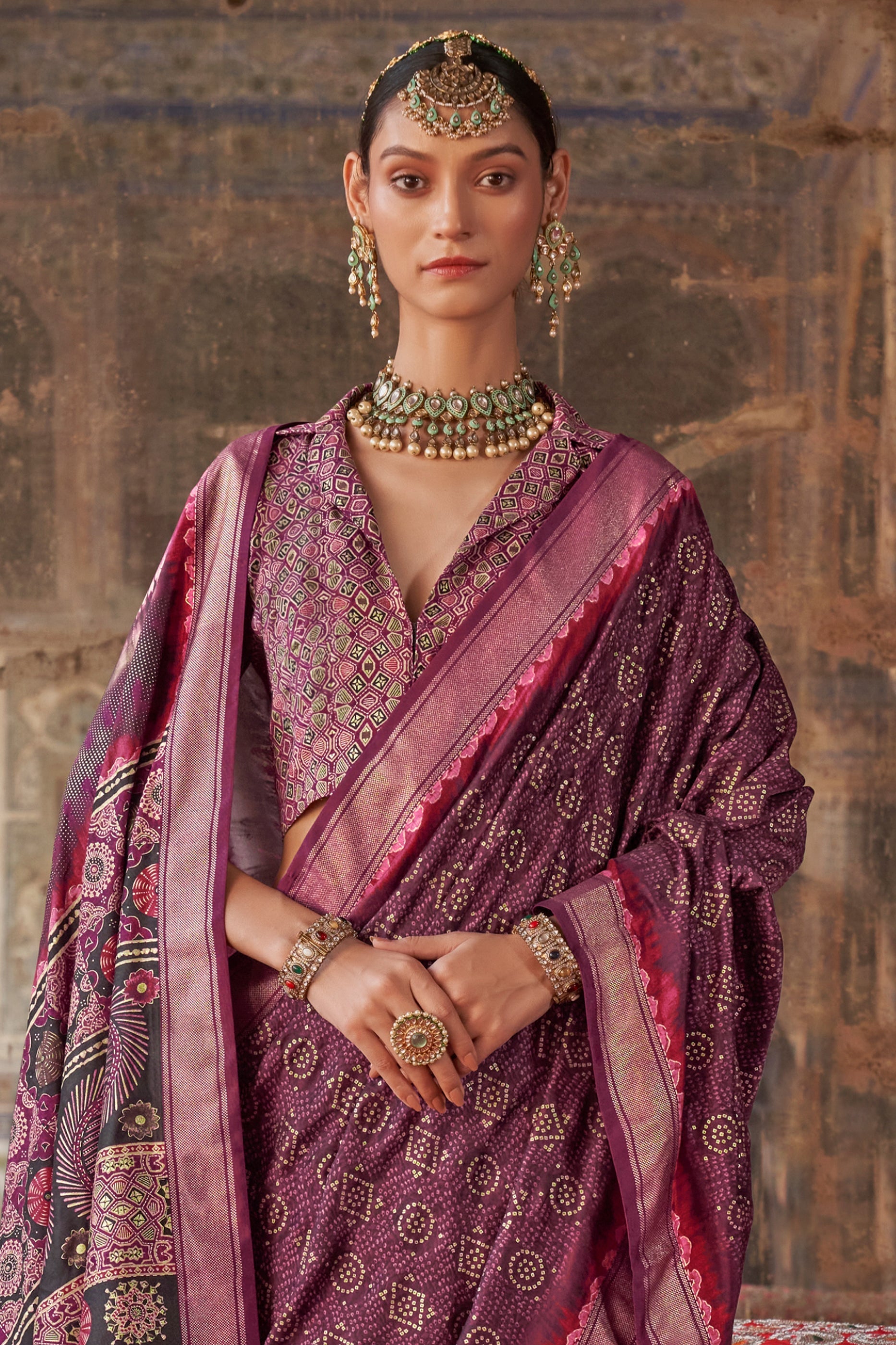 Wine Purple Printed Silk Saree-SAR10108_3_SareeButa.com