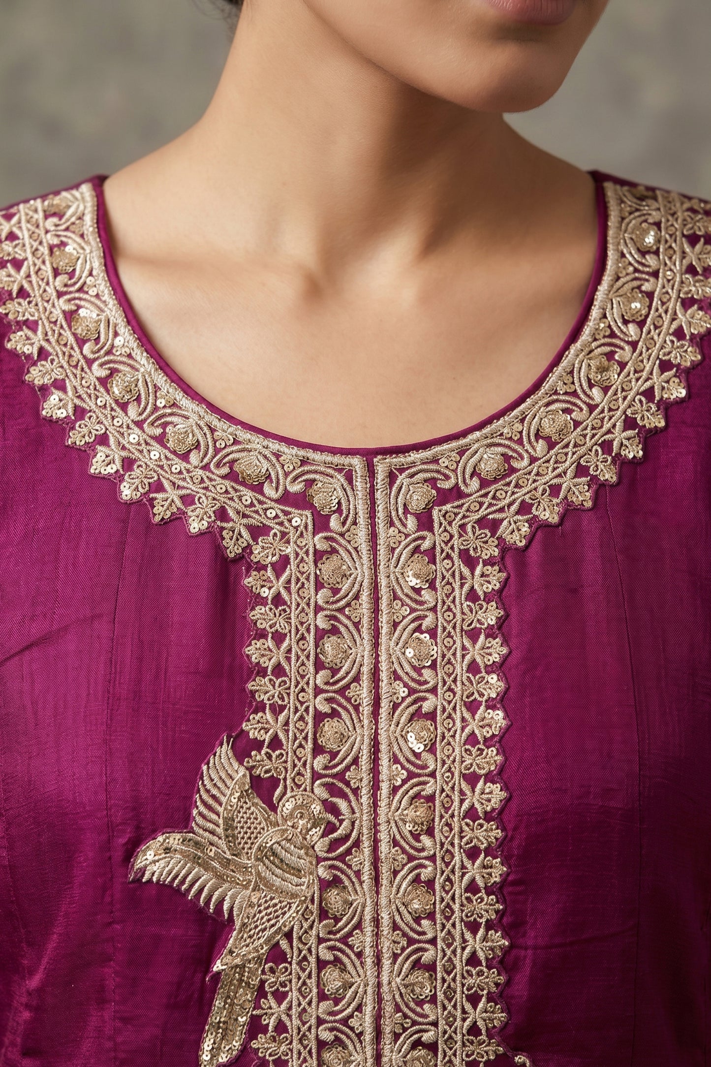 Wine Readymade Embroidered Anarkali Suit-SAR13014_3_SareeButa.com