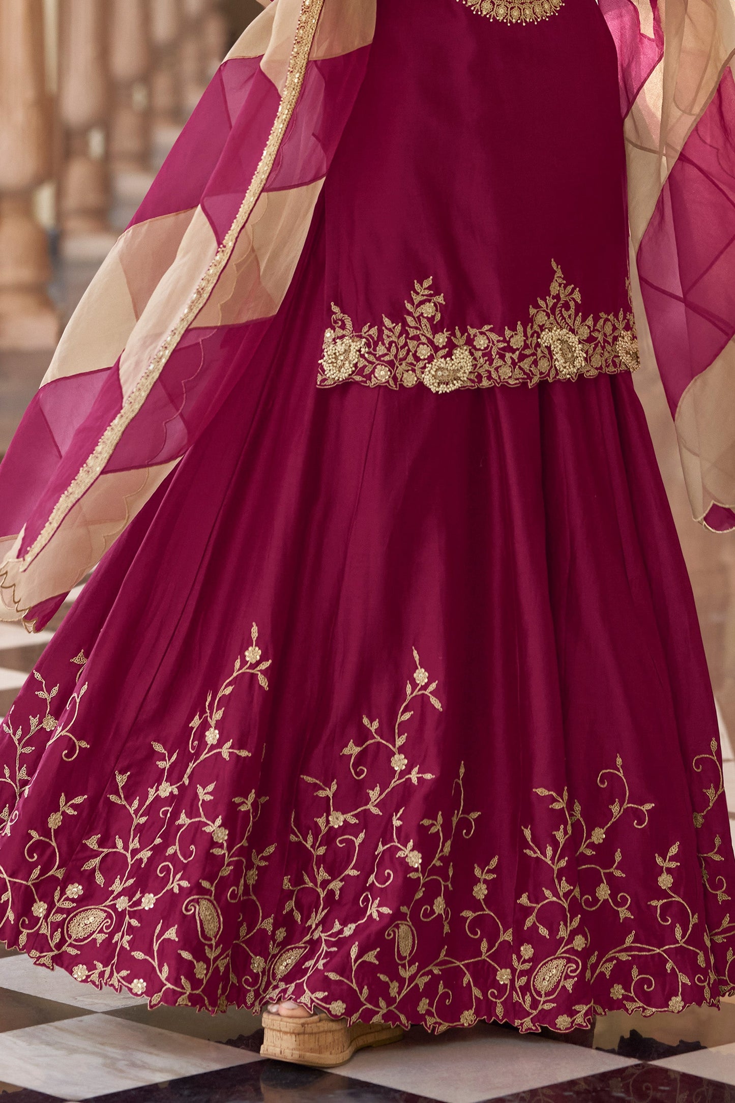 Wine Readymade Embroidered Silk Suit-SAR11617_5_SareeButa.com