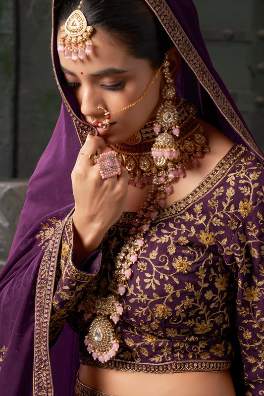 Wine Readymade Heavy Work Georgette Lehenga-LC124_2_SareeButa.com