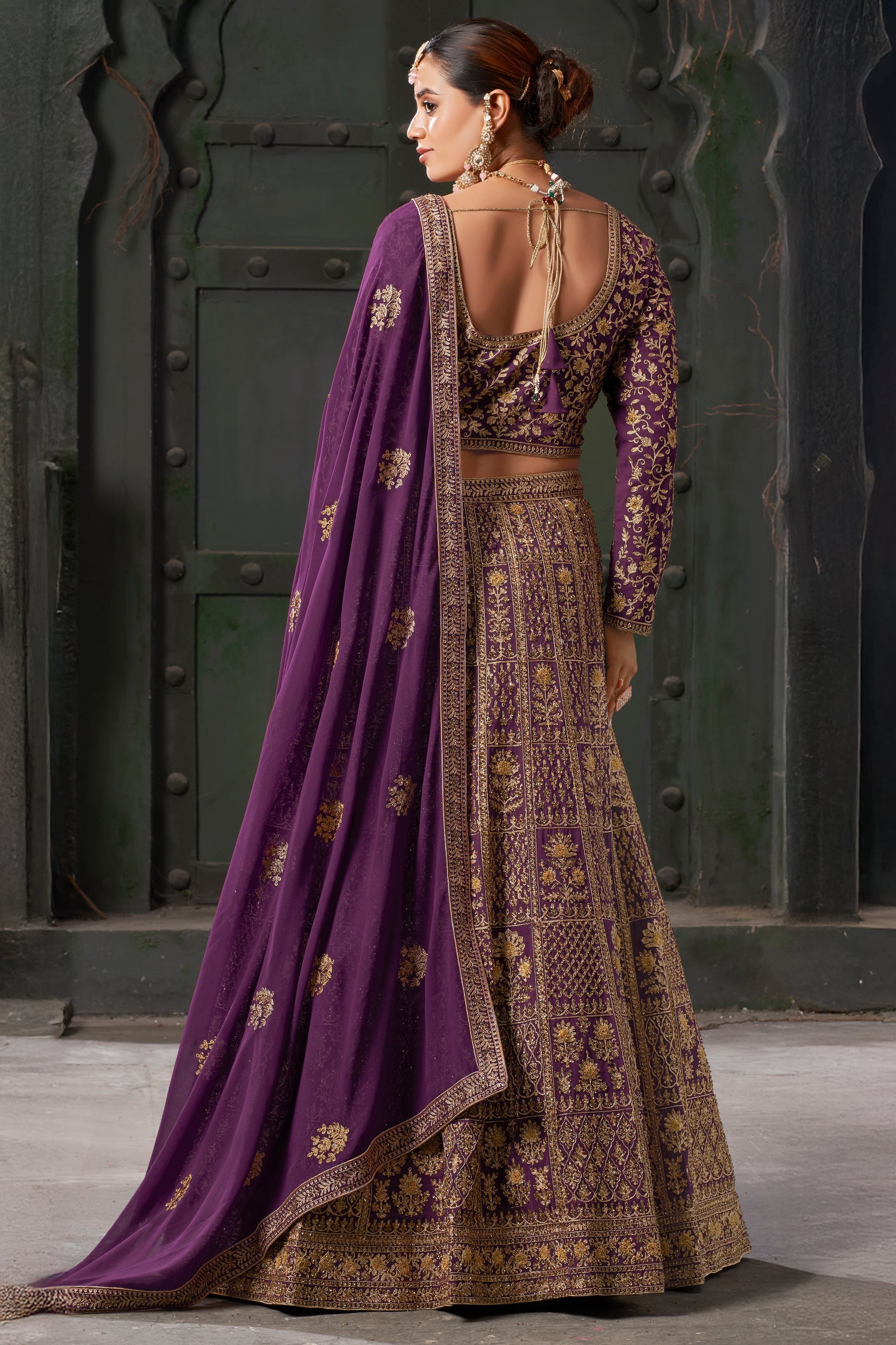 Wine Readymade Heavy Work Georgette Lehenga-LC124_3_SareeButa.com
