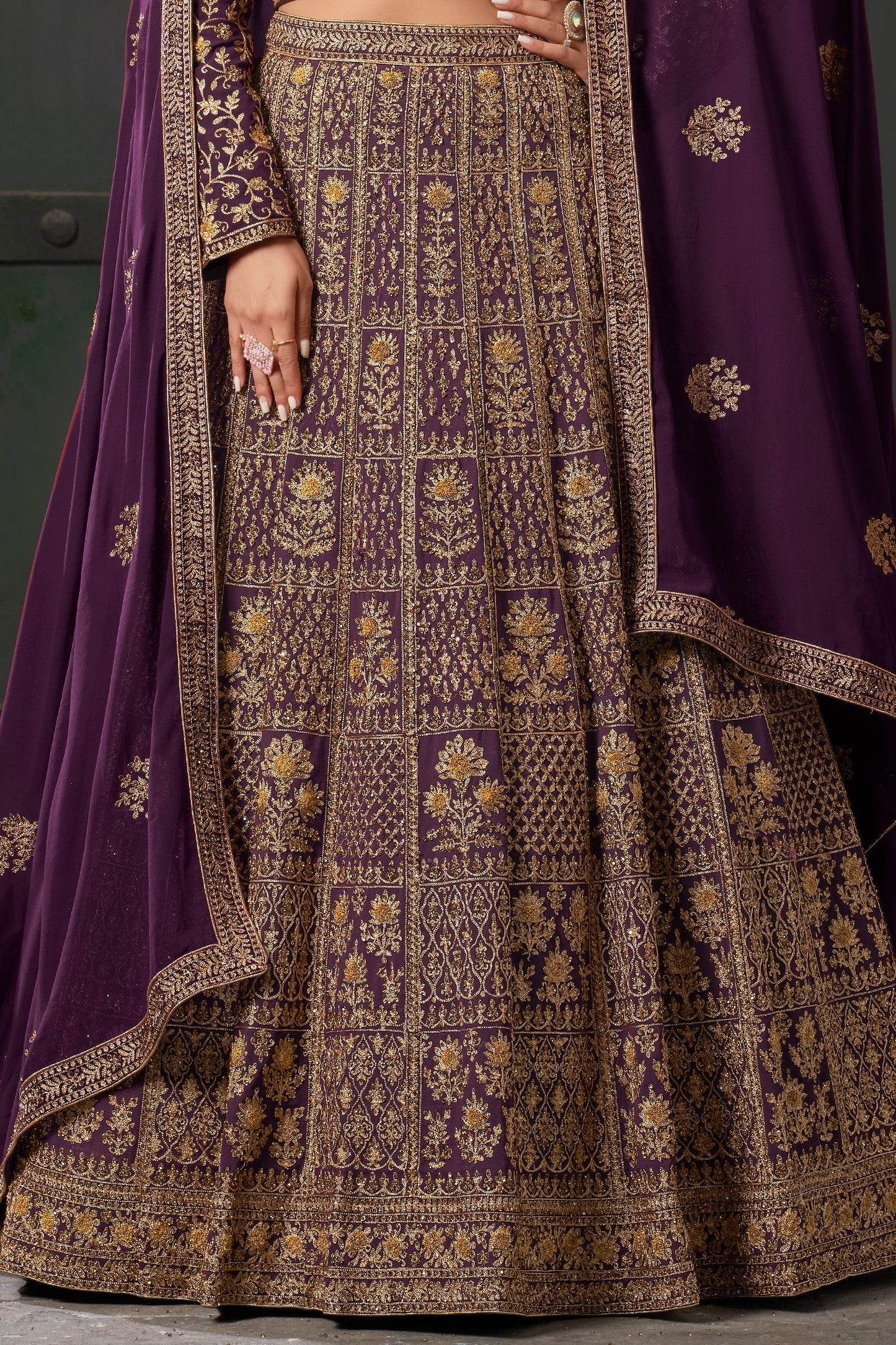 Wine Readymade Heavy Work Georgette Lehenga-LC124_5_SareeButa.com