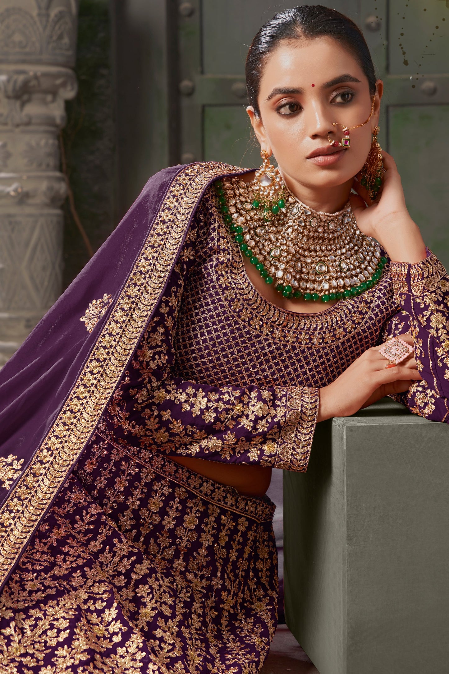 Wine Readymade Heavy Work Georgette Lehenga-LC127_2_SareeButa.com