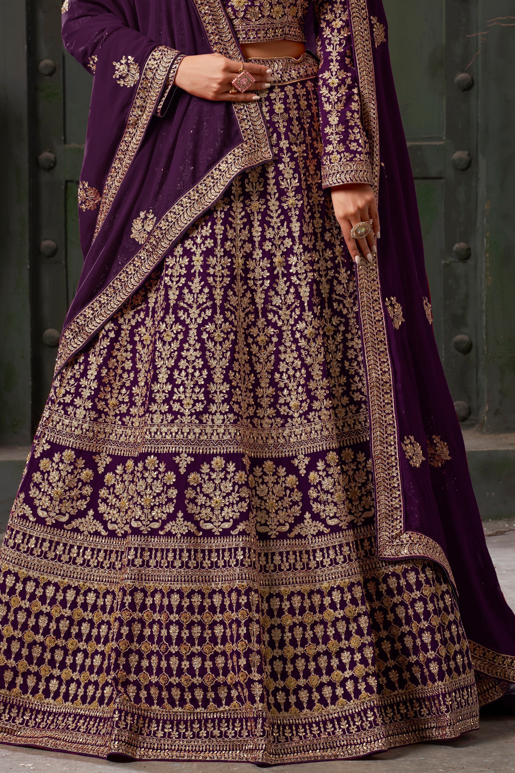 Wine Readymade Heavy Work Georgette Lehenga-LC127_5_SareeButa.com