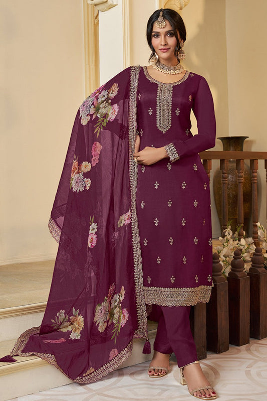 Wine Readymade Munga Silk Suit-SS396_1_SareeButa.com