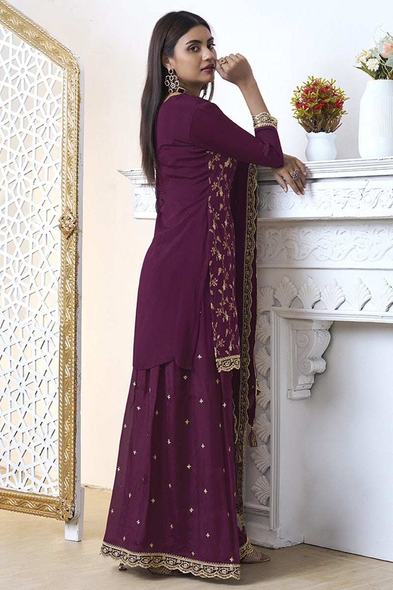 Wine Readymade Tissue Sharara Suit-SS312_6_SareeButa.com