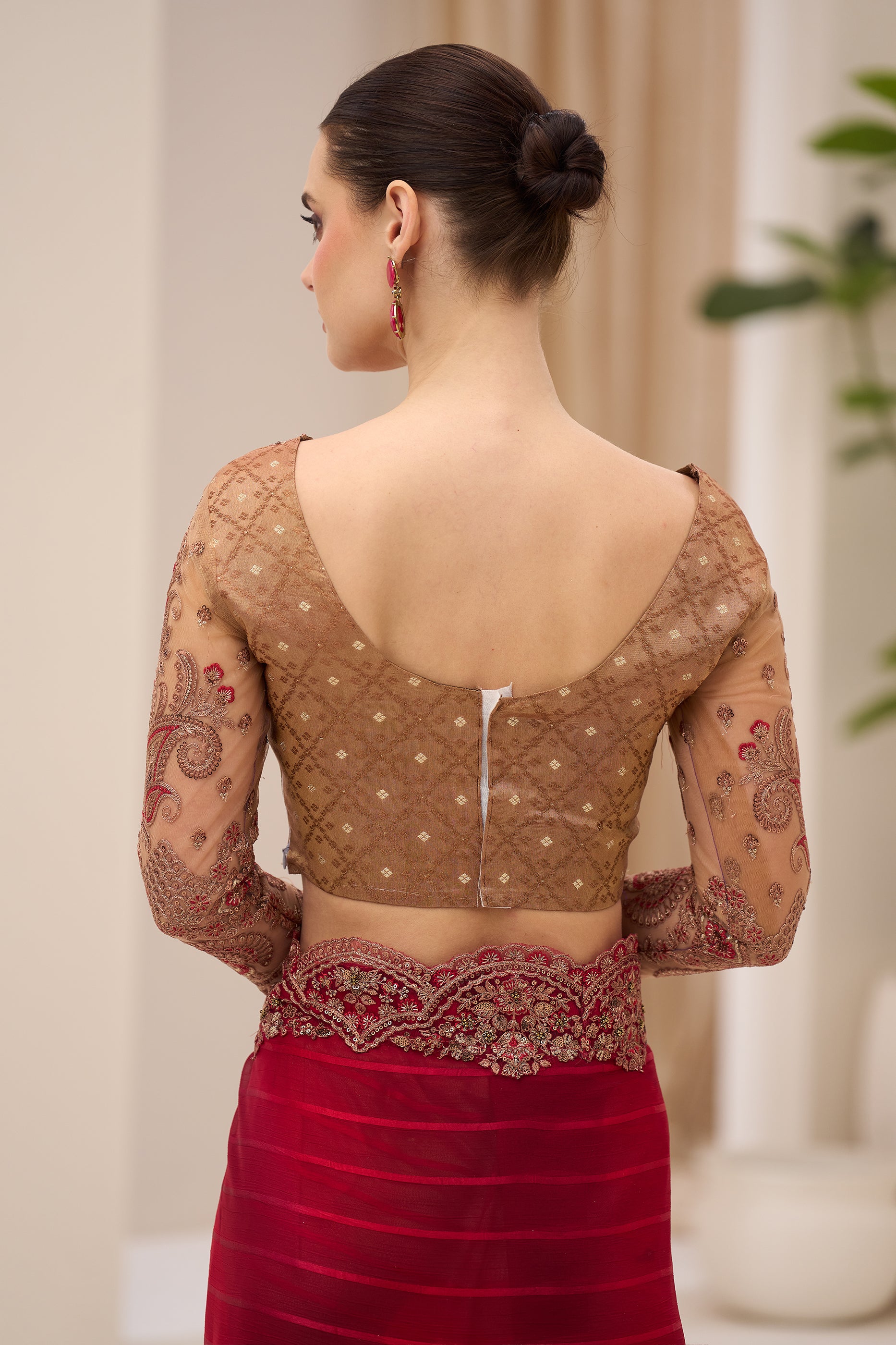 Wine Red Embroidered Georgette Satin Saree-SAR12438_4_SareeButa.com