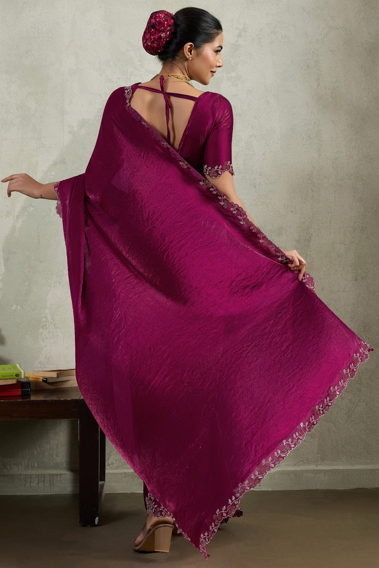 Wine Stone Work Chiffon Saree-SAR10419_4_SareeButa.com