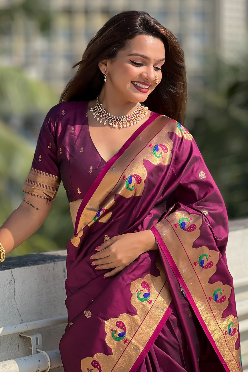 Wine Paithani Saree-ZB133089_3_SareeButa.Com