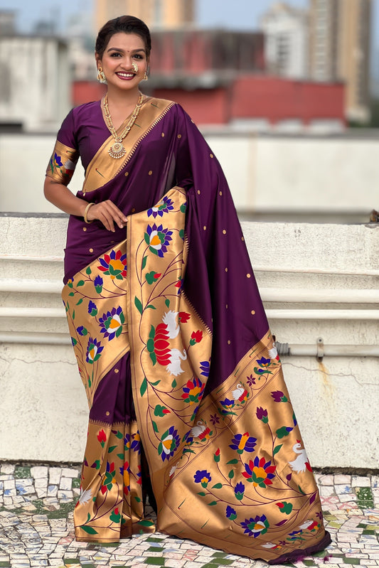 Wine Woven Paithani Saree-ZB134863_1_SareeButa.com