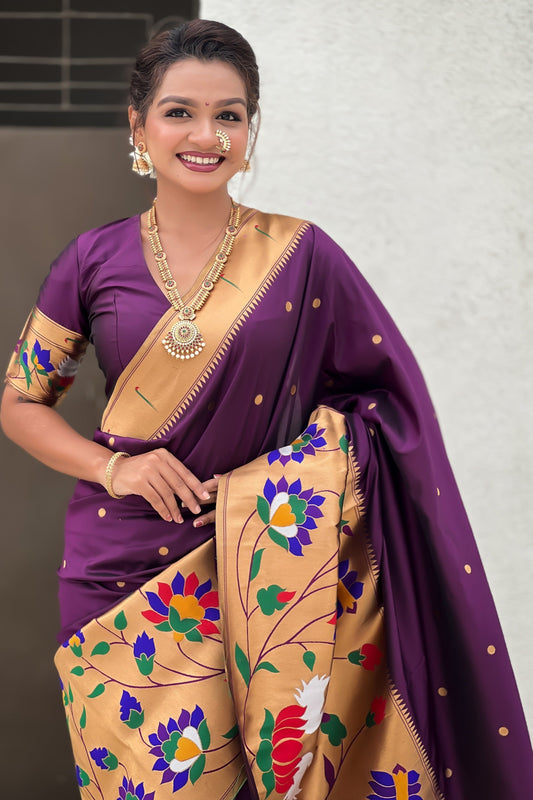 Wine Woven Paithani Saree-ZB134863_2_SareeButa.com